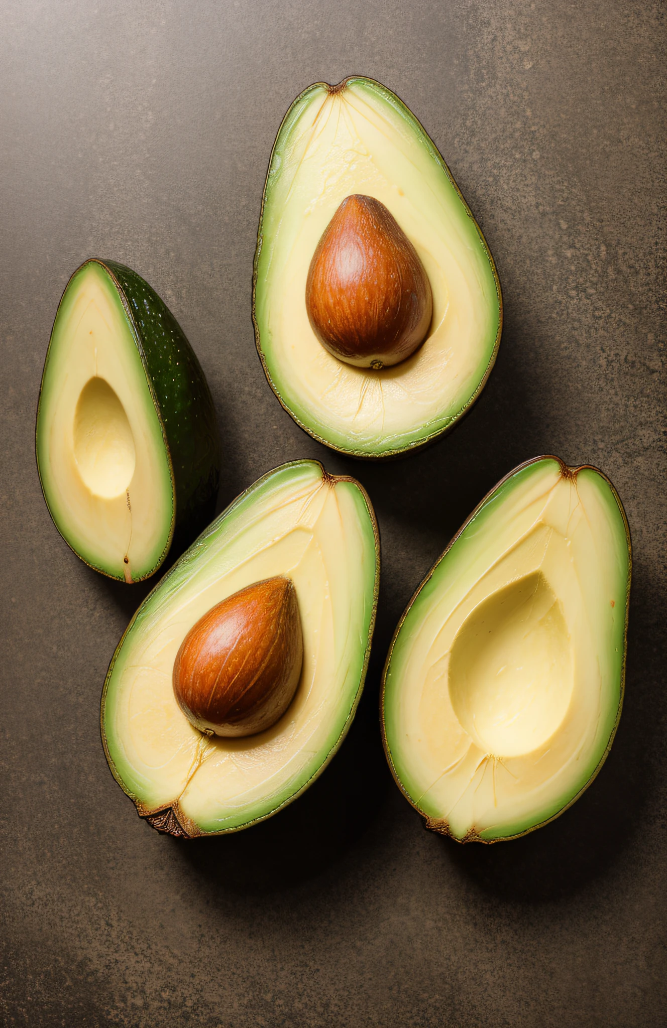 "Discover the exquisite beauty of avocado through this ultra-realistic and detailed photography. Each velvety-smooth surface, artfully sliced and arranged in delicate coils, invites you to savor the rich, creamy essence of this green gem."