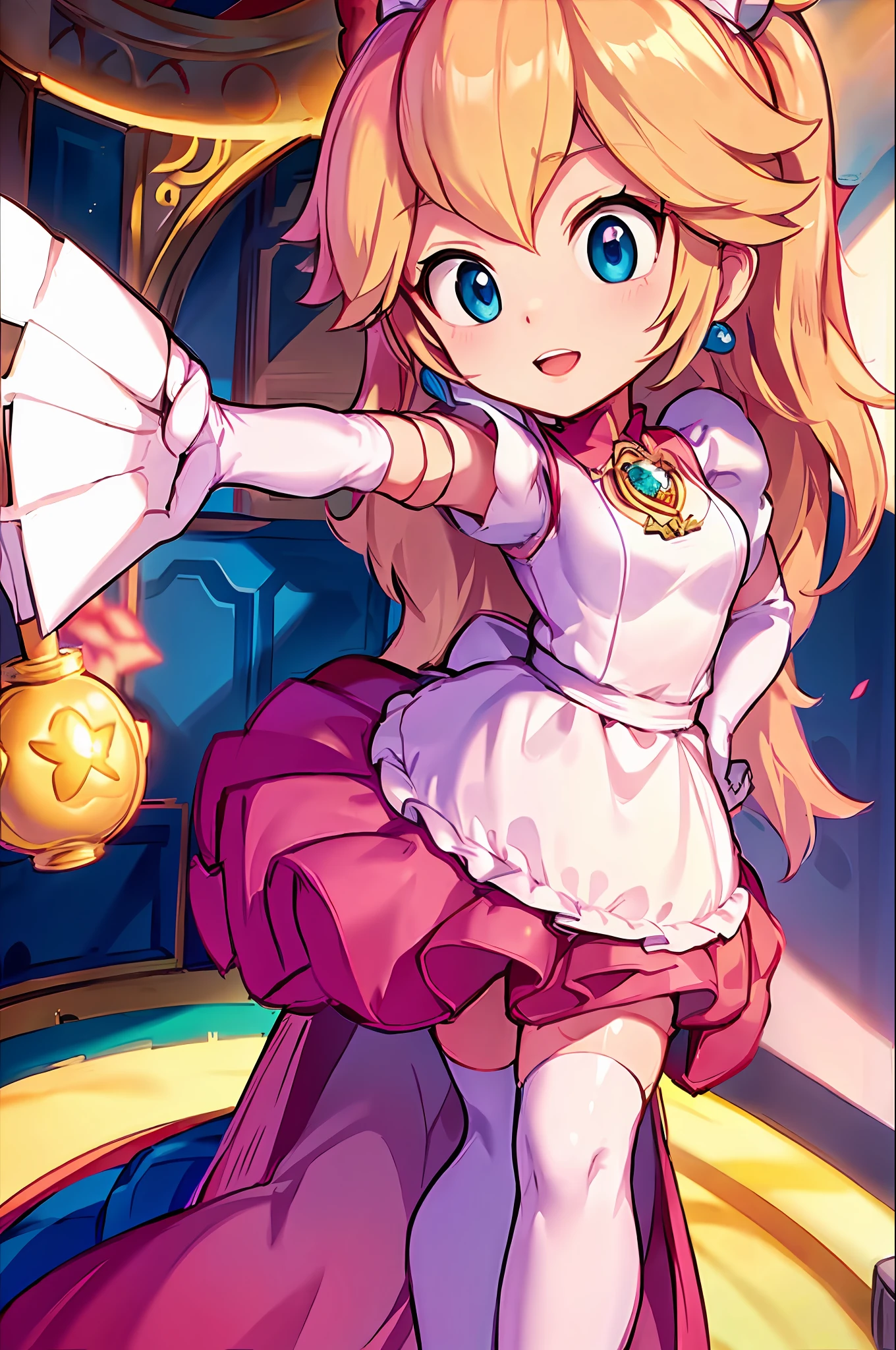 (best quality, masterpiece),
(princess peach), mansion, volumetric lighting, maid, maid dress,