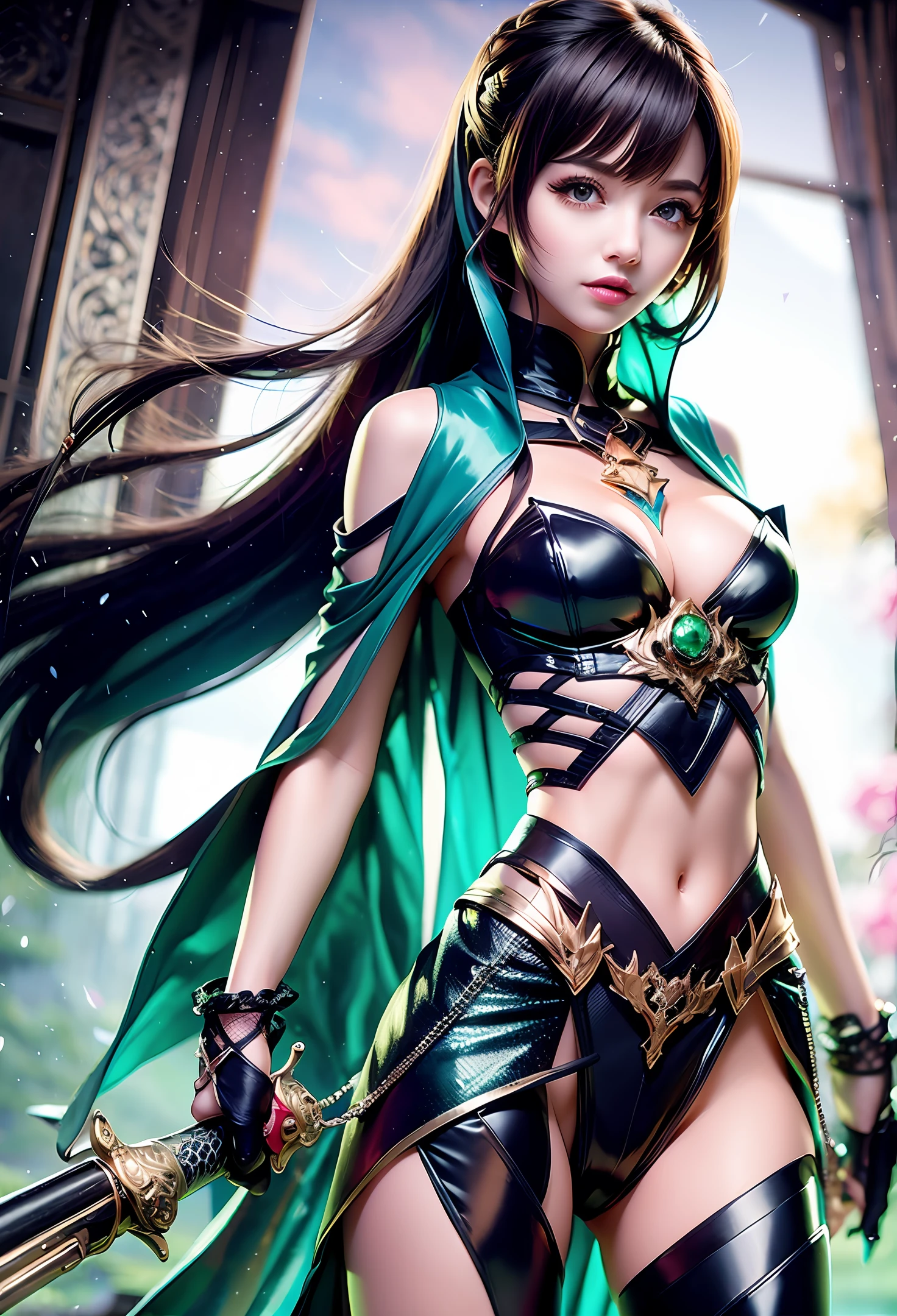 Male demon hunter long black straight hair green eyes two guns --auto --s2