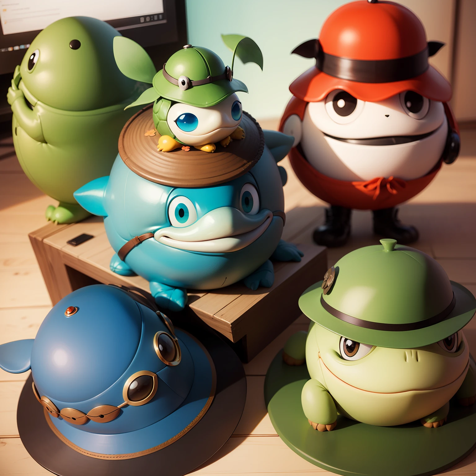 Thinking tools、Six thinking hats、anthropomorphic turtle、adolable、com mascot --auto