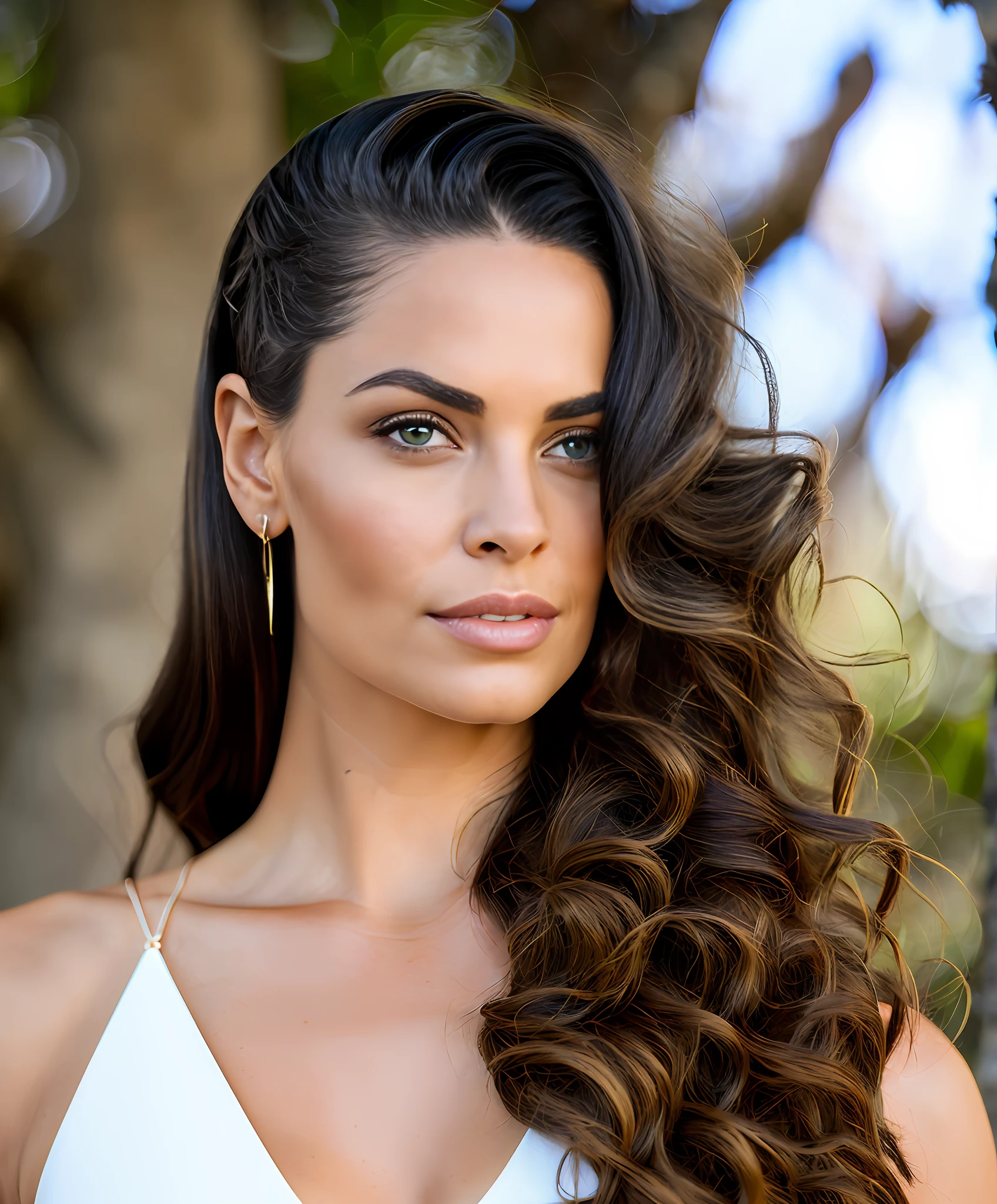 A closeup of a woman with long hair and a thin-strap black dress, morena com cabelos loiros tingidos, Cabelos castanhos claros separados, Alana Fletcher, Angelina Stroganova, cabelos borwn claros, julia sarda, Retrato Sophie Mudd, Anastasia Ovchinnikova, foto de uma mulher bonita, julia gorokhova, cabelos longos de cor castanha, penteado liso, tattoo on upper arm, neck tattoo, (cabelo detalhado, (cabelo realista), (obra-prima, melhor qualidade, alta resolução: 1.4), 1mulher, Linda, textura dos poros da pele, cabelo loiro, disco Rigido, fotografia, filmes, cinemactic, realista, (8k, Foto RAW, melhor qualidade, obra-prima: 1.2), (realista, realista: 1.33), melhor qualidade, olhos detalhados castanhos, olhos marcantes, majo, natural lightting, profundidade de campo, Films, pele enrugada, sharp looking portrait, detalhado e realista de uma mulher, (sardas:0,5) , looking-into-camera, Chapped lips, soft natural lighting, fotografia de retrato, magic photography, lighting dramatic, Foto realism, ultra-detalhado, intimate portrait composition, Leica 50mm | | | | | | |, F1. 4