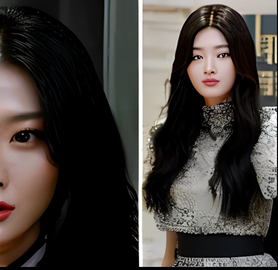 An Arapei woman with long black hair makes a sign of peace, she has a cute expressive face, wan adorable korean face, She has a cute face, resin, with cute - fine - face, xintong chen, Li Zixin, blackpink jennie, jossi of blackpink, xision wu, tzuyu from twice, cute korean actress, 😭 🤮 💕 🎀