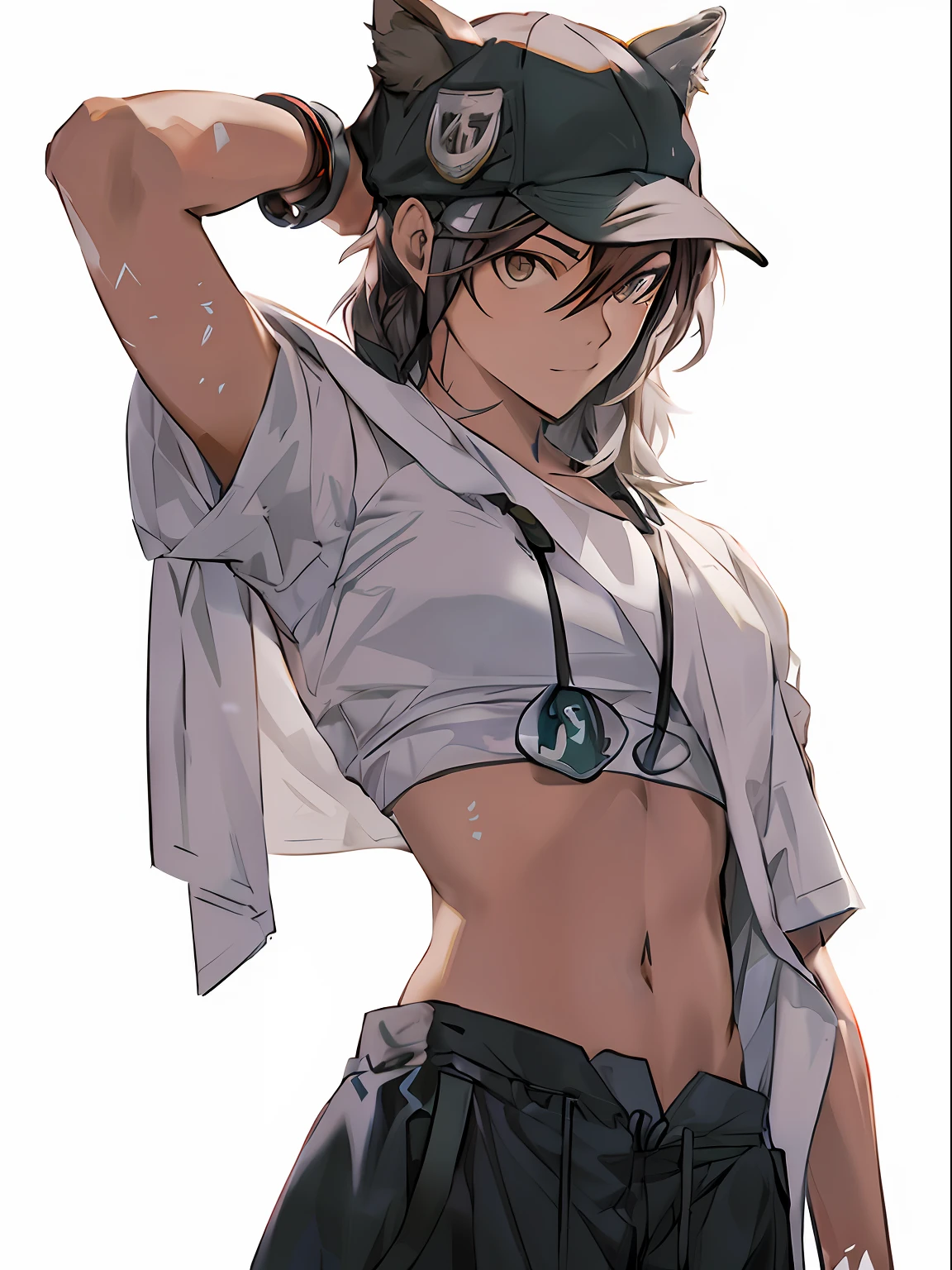 anime character with a cat hat and a shirt on, makoto shinkai ( apex legends ), makoto, makoto shinka, detailed anime character art, female protagonist 👀 :8, anime character, kantai collection style, by Shitao, male anime character, from girls frontline, ( ( character concept art ) ), zerochan art --auto