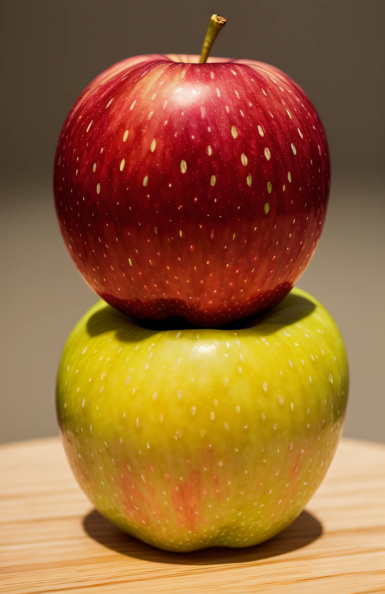 "Prepare to be amazed by the ultra-realistic and detailed photography of an apple. Each glossy surface, carefully captured and showcased in a clean environment, brings out the natural allure of this iconic fruit, making you yearn for its crisp sweetness."