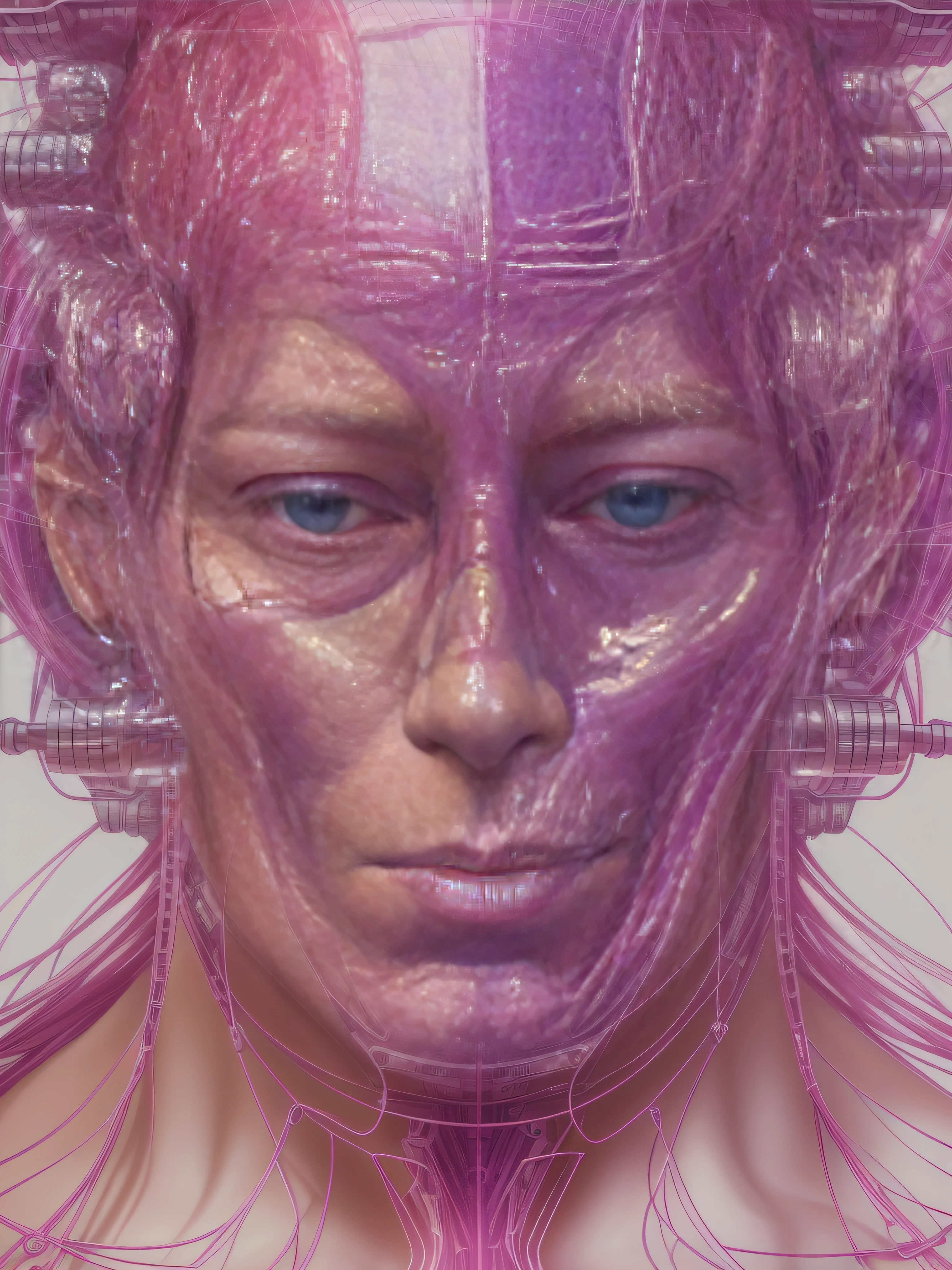 (The art of leading technology,1.4),Technology and the future,Ahead of the curve,(Electronic systems: overhead humanoid robots,Naked muscular masculinity:1.2),(tmasterpiece,best qualityer,Official fine art, Aesthetics:1.2),(Hyper-detailing),((see-through thong:1.2))((Biopunk,Cyborg man:1.1))((various old tvs in the background:1.1))finely detailled,Most Best Illustration,hand-drawn high quality,(scybernetic,hight contrast),(Have a detailed brain that you can see:1.3),(Artistically),(Complex lines),Clear lines,s fractal art,(nakeness,Muscular macho,full-body portraits,see-through thong,Extreme closeup:1.1),(Muscular macho,Skin tone transparent tweezers:1.1)(,With a delicate heart that can be seen:1.1),The perfect facial features of a supermodel,whole body show(muscles cable wires:1.2),Large scene composition,Perfect pectorals and abs,Extremely provocative and sexy(Add details),(detailedbackground:1.2),(|cyber punk perssonage,core,),A high resolution,extremy detailed((Supermodel face Realistic skin,Ultra-artistic,I only wore a pair of thongs with a clear complexion,The structure of the large with an internal erection is faintly visible:1.2))((whole body display,Extreme detail:1.2))(Canon M50|100mm|sharp fokus |Gently|ultra-realistic realism |The is very detailed|intricately details |blood vessel :1.2)