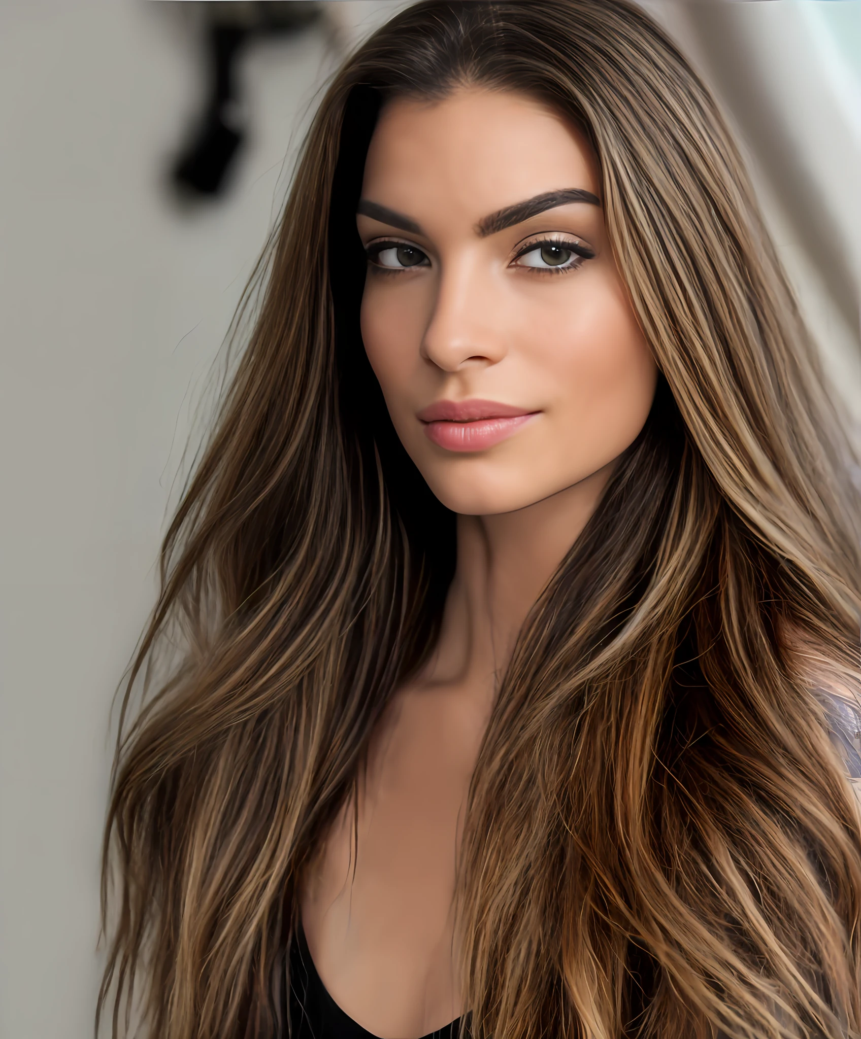 A closeup of a woman with long hair and a thin-strap black dress, morena com cabelos loiros tingidos, Cabelos castanhos claros separados, Alana Fletcher, Angelina Stroganova, cabelos borwn claros, julia sarda, Retrato Sophie Mudd, Anastasia Ovchinnikova, foto de uma mulher bonita, julia gorokhova, cabelos longos de cor castanha, penteado liso, tattoo on upper arm, neck tattoo, (cabelo detalhado, (cabelo realista), (obra-prima, melhor qualidade, alta resolução: 1.4), 1mulher, Linda, textura dos poros da pele, cabelo loiro, disco Rigido, fotografia, filmes, cinemactic, realista, (8k, Foto RAW, melhor qualidade, obra-prima: 1.2), (realista, realista: 1.33), melhor qualidade, olhos detalhados castanhos, olhos marcantes, majo, natural lightting, profundidade de campo, Films, pele enrugada, sharp looking portrait, detalhado e realista de uma mulher, (sardas:0,5) , looking-into-camera, Chapped lips, soft natural lighting, fotografia de retrato, magic photography, lighting dramatic, Foto realism, ultra-detalhado, intimate portrait composition, Leica 50mm | | | | | | | |, F1. 4