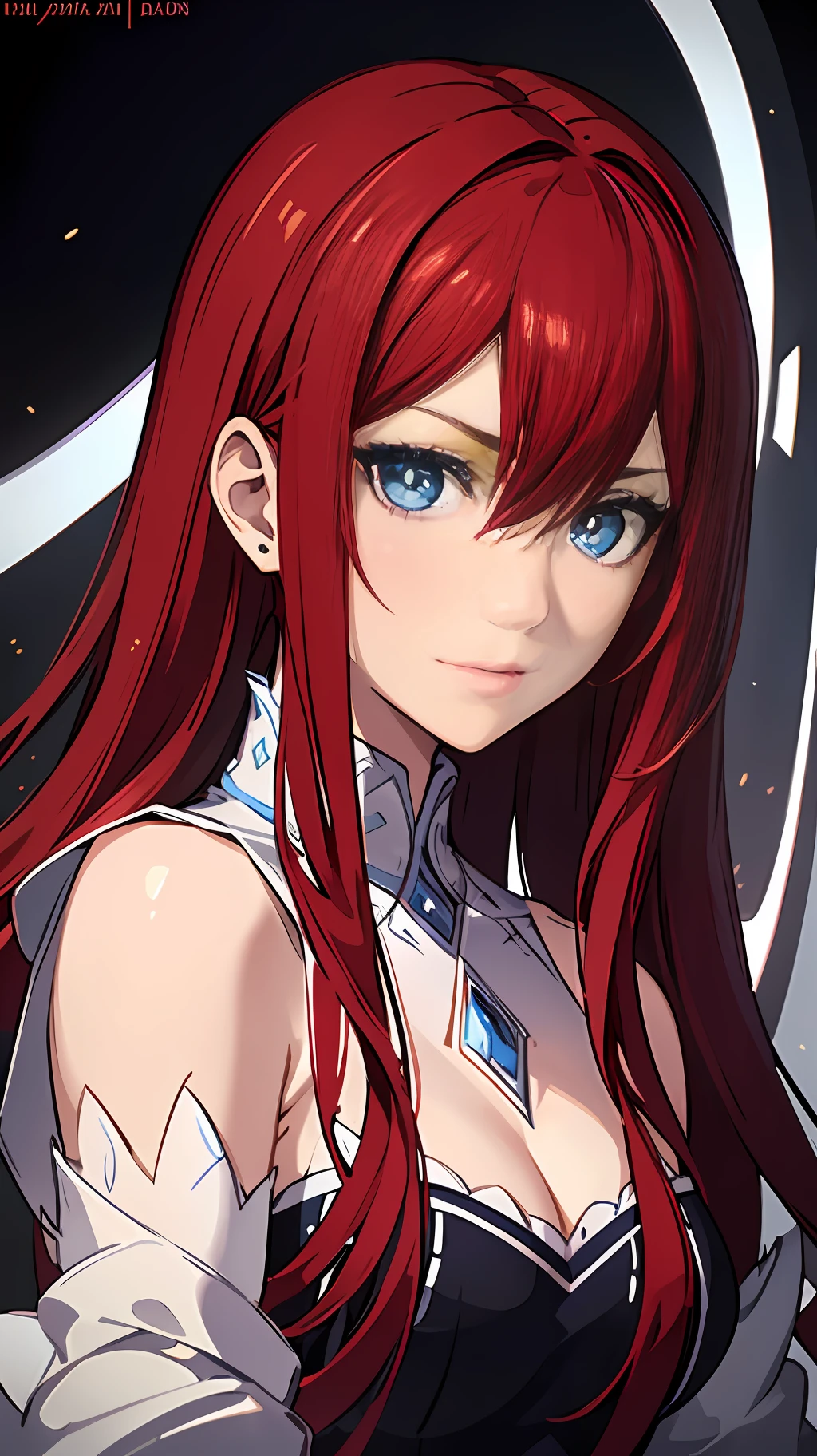 (best quality, masterpiece), colorful, hiper detailed, (1girl, solo, sharp face, long hair, red hair, blue eyes, hair between eyes, dynamic angle), (finely detailed beautiful eyes:1.2), (beautiful detailed face), (an extremely delicated and beautiful), ((cinematic illumination)),