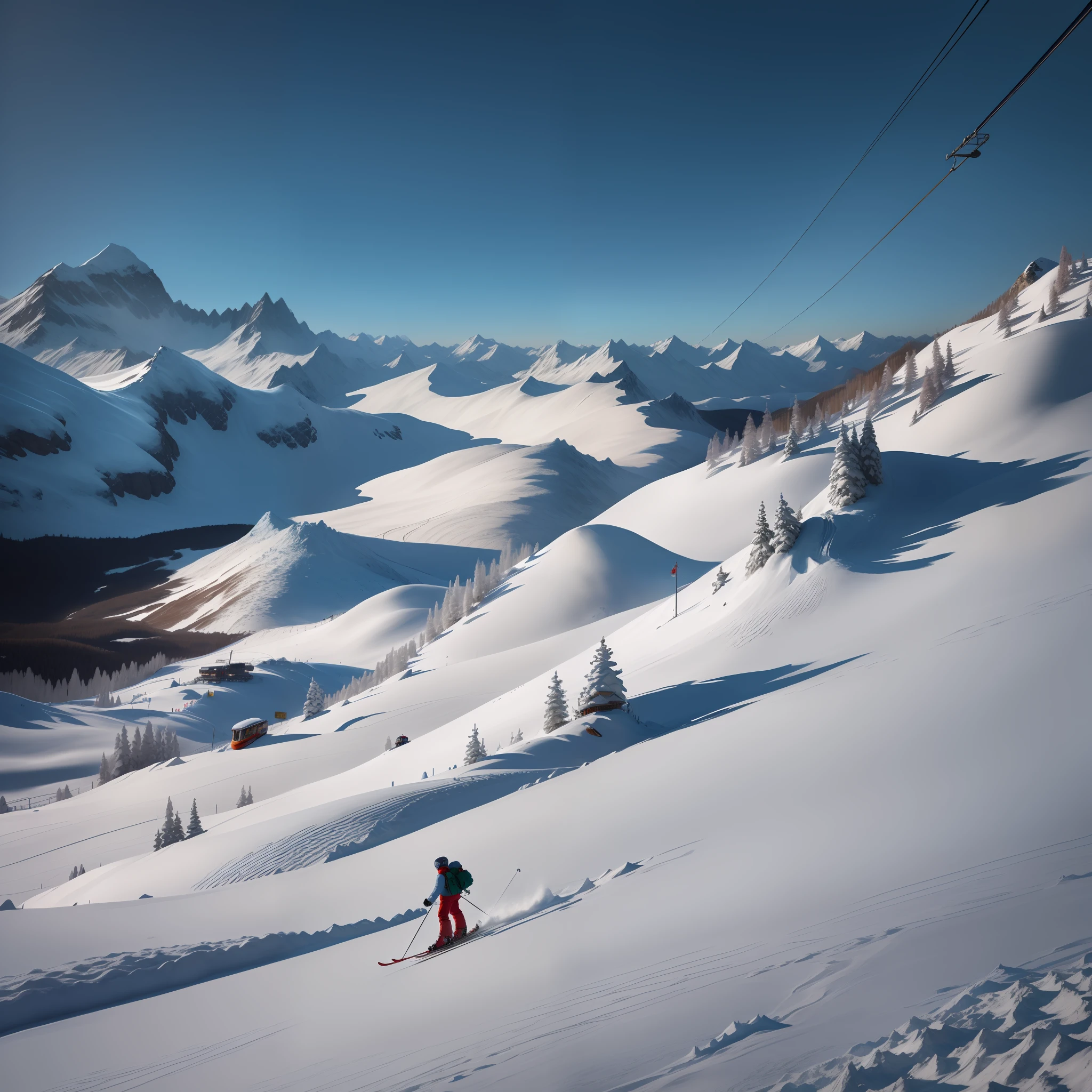 Huge ski resort　lift　top-quality　​masterpiece　snow mountains　Rave reviews