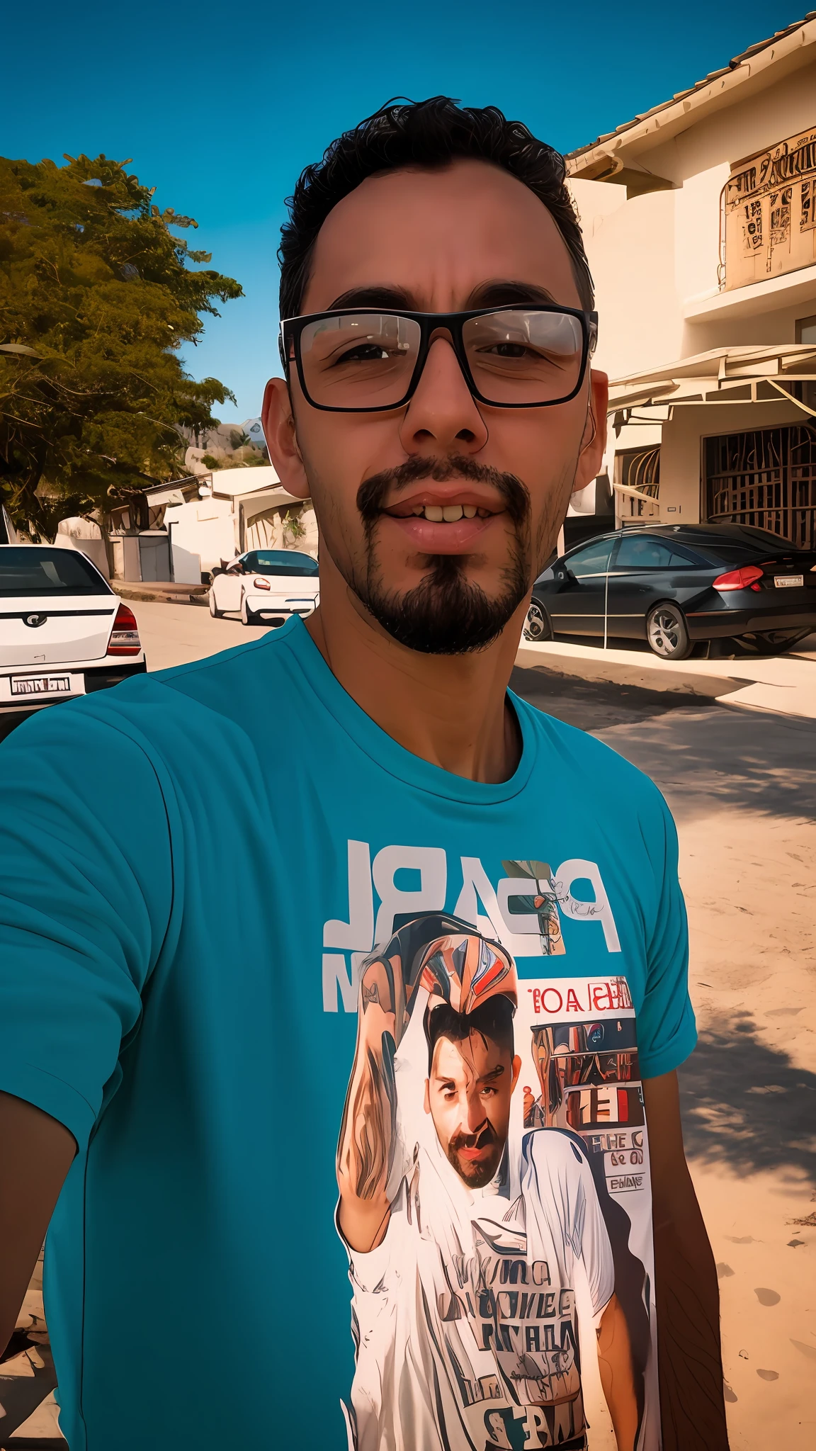 there is a man with glasses standing in a parking lot, imagem frontal, Foto realista, Estilo Zigor Samaniego, Fabiano Perez, zigor samaniego, José Moncada, caio santos, he is! cerca de 3 0 anos de idade, 2 7 anos, victor maristane, david rios ferreira, Rosemary Ressendi, Fotografia selfie 8k