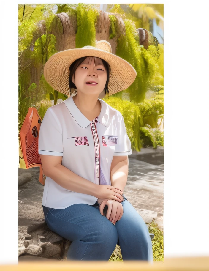 There was a woman sitting on a bench wearing a straw hat, Li Zixin, Qiu Fang, song nan li, Lu Ji, author li zhang, intense heat, wearing straw hat, personal profile picture, xiang duan, jinyiwei, Zhang Pengzhen, xiaoguang sun, cover photo portrait of du juan, Single portrait, xintong chen