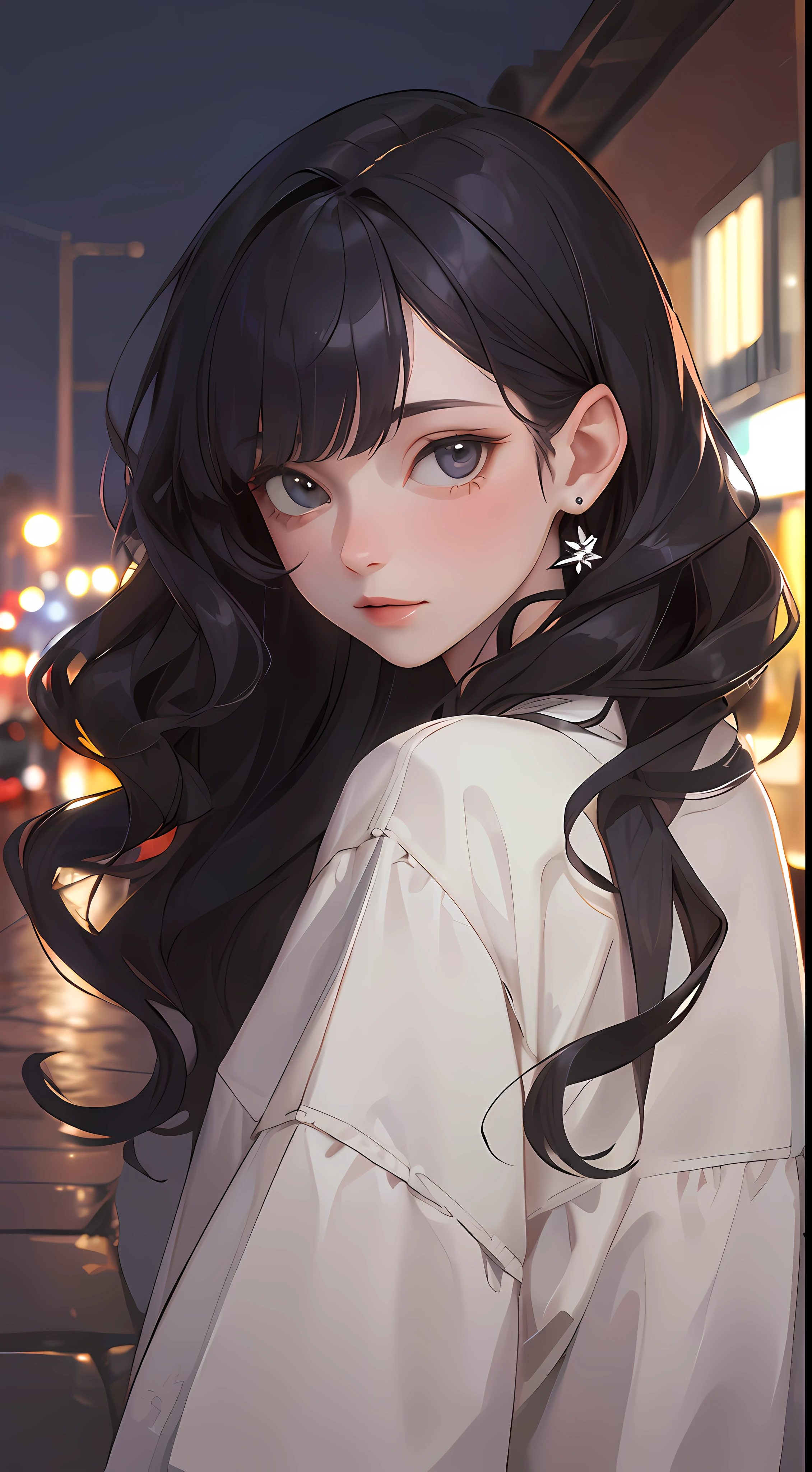(masterpiece:1.2), (best quality:1.2), night, (looking at viewer), bright skin, 
outdoors, fringe, 
long hair, (wavy hair),