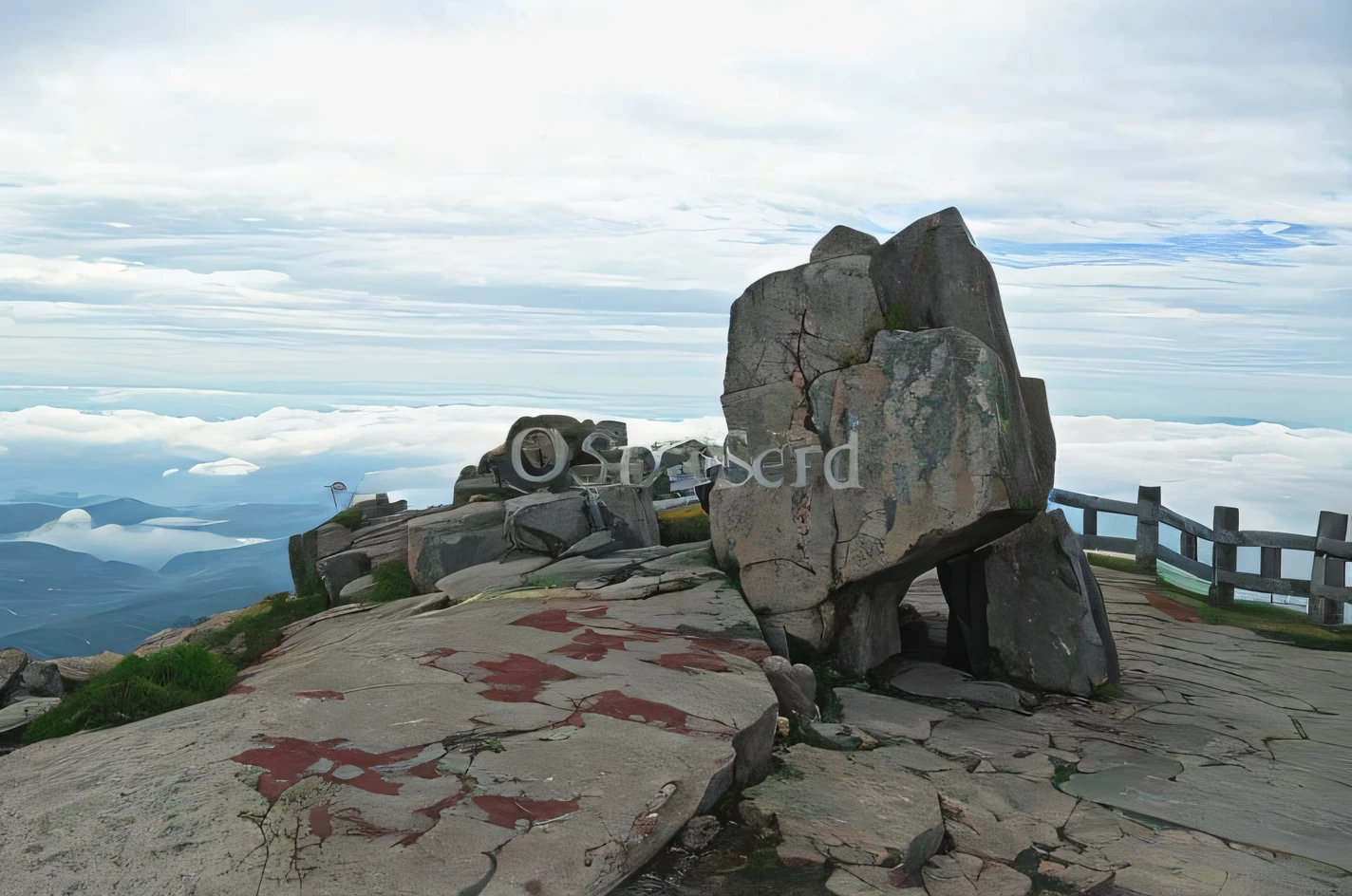 Sea of Clouds,hilltop,Stone fence