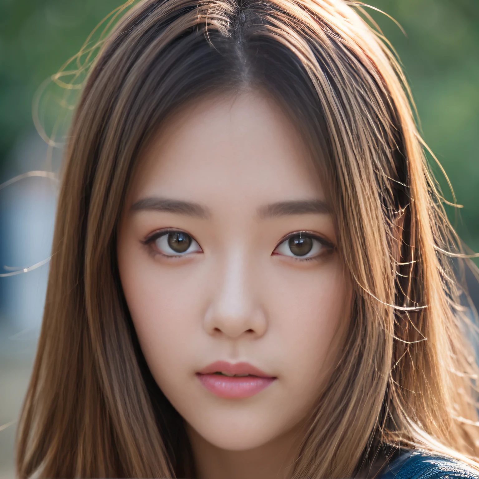 Looking at the audience, light makeup, realism, realistic photos, professional color correction, 8K, F2.4 aperture, 35mm lens, realistic real face, only the face area is included.