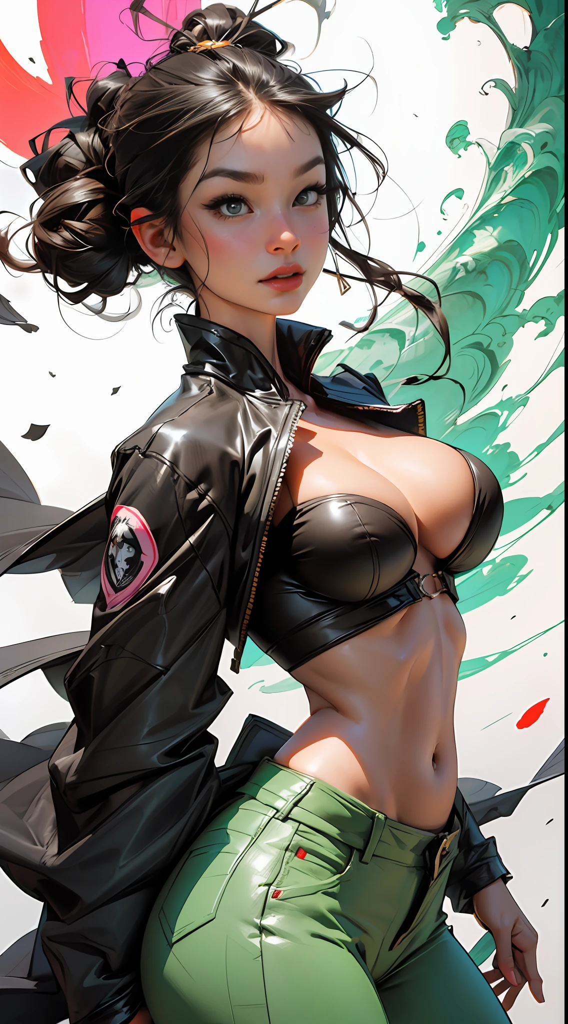 fundo, misto-language_text, letras japonesas em graffit, mulher linda , longos cabelos negros,::((melhor qualidade)), ((obra-prima)), (muito detalhado:1.3)(masterpiece:1.2, melhor qualidade), (finamente detalhados belos olhos: 1.2), (masterpiece:1.2, melhor qualidade), (finely detailed beautiful eyes: 1.2),(masterpiece:1.2, best quality), (finely detailed beautiful eyes: 1.2), ((1girl ashley alexiss very beautiful woman big breast )), ((solo)), (olhos finamente detalhados e rosto detalhado:1.3),), (com jeans e uma camiseta ou vestido branco:1.3), (fundo bonito e claro:1.2), (cg extremamente detalhado, ultra-detalhado, melhor sombra:1.1), ((profundidade de campo)), ((aquarela)),, flowers and petals, beautiful concept illustration , (fundo branco:0.5), (illustation :1.1), (extremamente fino e belo:1.1), (detalhes perfeitos: 1.1), obra-prima, alta qualidade, highres, aprimoramento de detalhes, 8k, hd, obra-prima, melhor qualidade, alta qualidade, highres, aprimoramento de detalhes, photo, sticker banksy art,kelly brook , freedom, soul, digital illustration, comic style, perfect anatomy, centered, approaching perfection, dynamic, highly detailed, watercolor painting, artstation, concept art, smooth, sharp focus, illustration, art by carne griffiths and wadim kashin,big breast,alone anime girl with a medium lenght pose and cute clothes, short pastel hair with hime cut and bangs, heterochromia, perfect anatomy, centered, approaching perfection, dynamic, highly detailed, character sheet, artstation, concept art, smooth, sharp focus, illustration, art by kim jung gi,, artgerm, carne griffiths and wadim kashin , sasha yakovleva, loish, jeremy mann, full body shot, character sheet, lightningwave, beautiful anime watercolor painting ,paint dripping by tim okamura, victor nizovtsev, greg rutkowski, noah bradley. trending on artstation, 8k, masterpiece, graffiti paint, fine detail, full of color, intricate detail, golden ratio illustration,monochromatic green background, ma