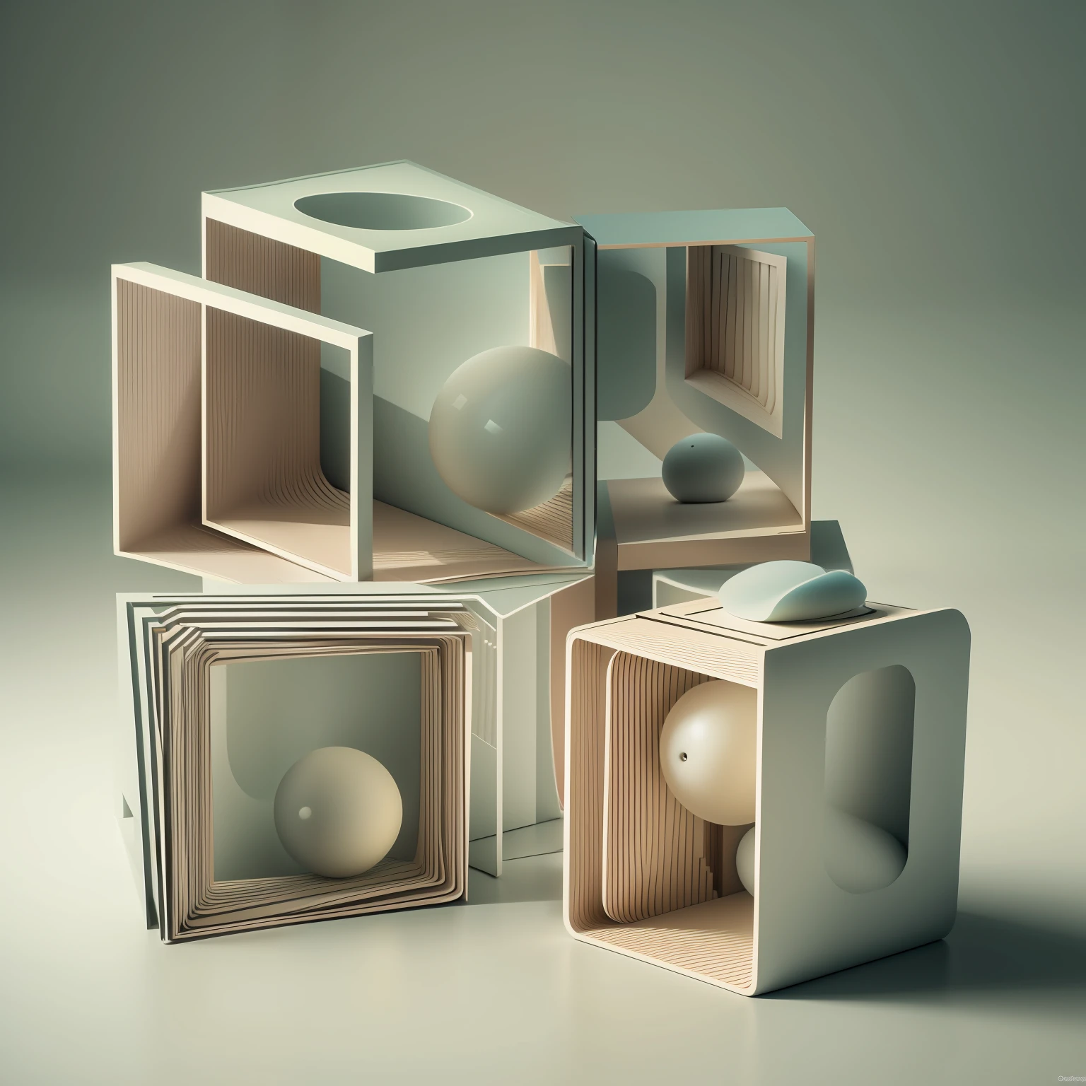 Living objects form three squares，Realistic objects，visualizador，Reallightandshadow，Life scenes，Photographic material