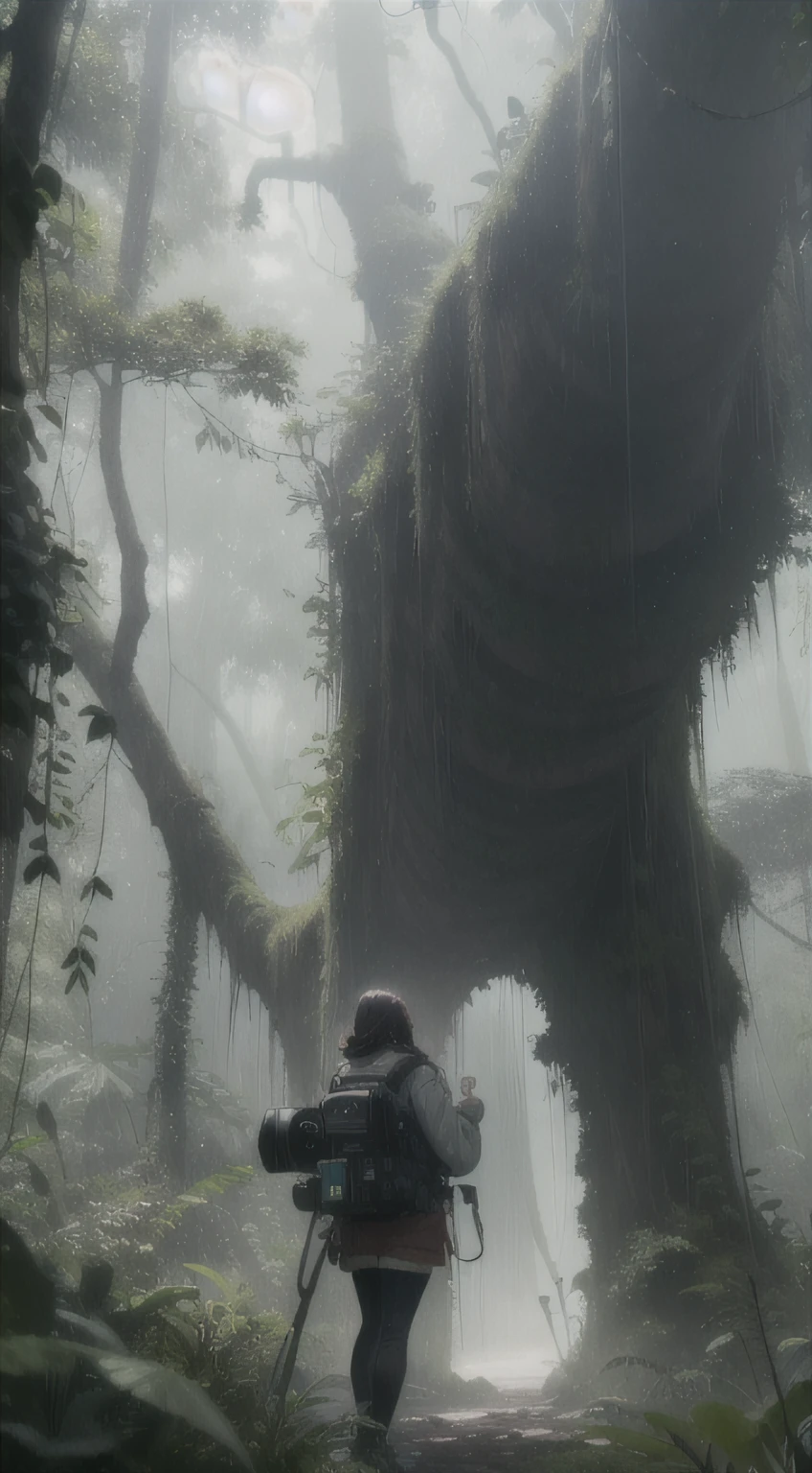 BREAK(dense jungle:1.2)(huge trees:1.2)(forest:1.2)(portrait:1.2)(fullbody:1.2)(from the back:1.2)(adventure girl:1.2)(adventure gear:1.2)(commencing adventure:1.3)(brave pose:1.2)(fearless)(best quality:1.2)(attention to detail:1.2)(best quality:1.2)(perfection:1.2)(unearthly creatures flying:1.2)(windy:1.2)(raining:1.2)(night time:1.2)(artistic lighting:1.2)(sense of adventure:1.3)(eerie:1.2)(focus point:1.2)(artstation:1.2)(realism:1.3)(faraway camera:1.3)(wide:1.2)BREAK