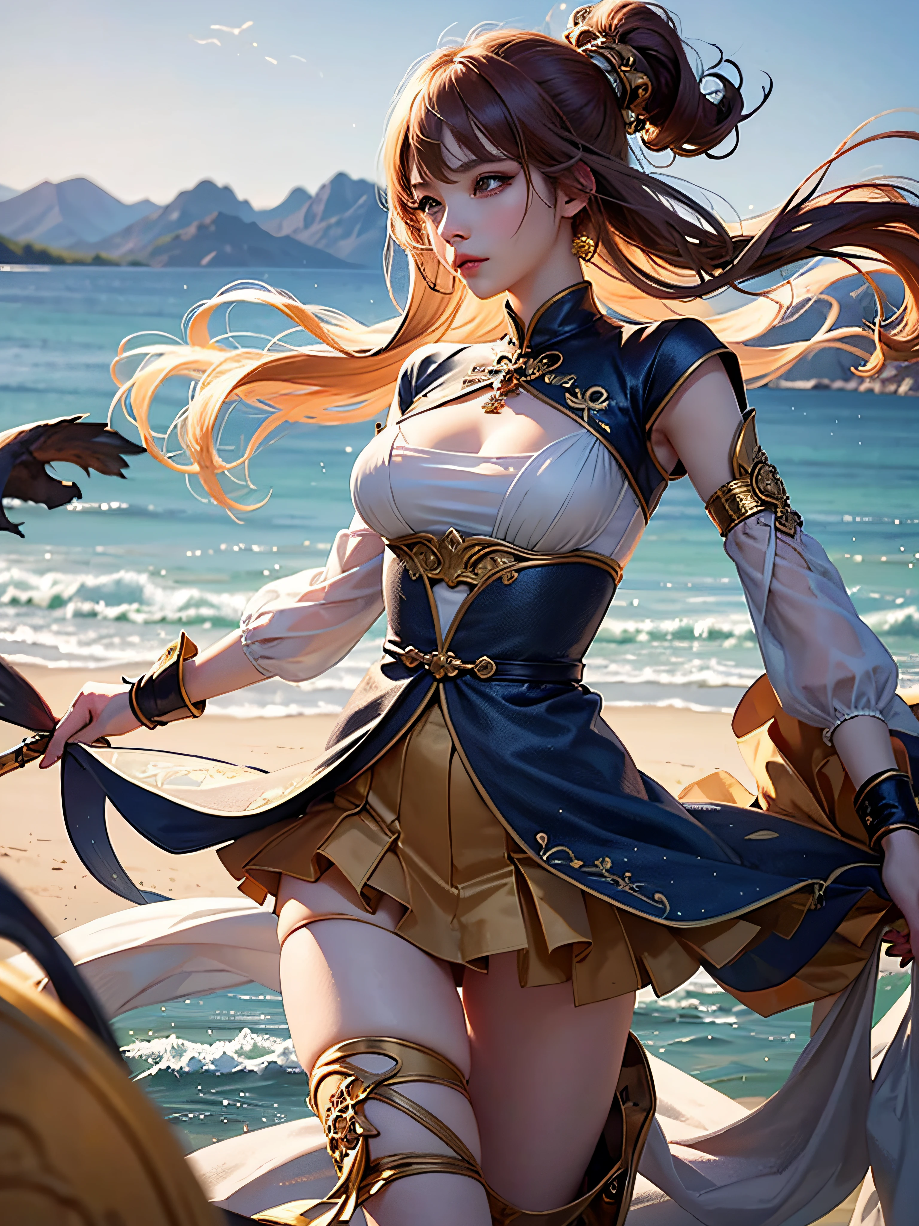 1 girl winks, dunhuang_cloths, dunhuang_style, best qualtiy,realisticlying,realisticlying,award-winning illustrations,(Complicated details:1.2),(exquisite detailing),(Complicated details),(Movie light,Best quality backlight),清晰的线条,fashionable girl,tack sharp focus,photorealiscic face,详细的脸,offcial art,Unity 8k壁纸,超高分辨率,(Photorealsitic:1.5),sportrait,dance,