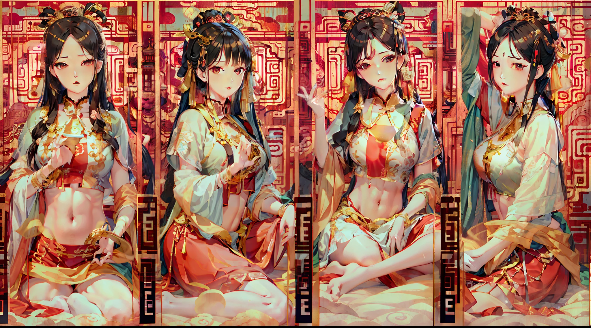 Beautuful Women,Wallpapers,silber hair,Raised sexy,Charming,Chinese style bed in background,look up to,One guy,China-style,Chinese belly pocket,One guy ,Picture in the lower right corner,largeeyes
