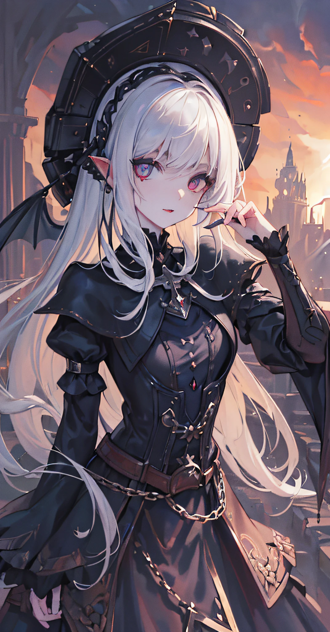 (extremelydetailed:1.3),(masterpiece:1.3),sfw,(fantasyofterrorart:1.3),(dutchangle:1.4)illustrationofa(woman(vampire:1.1)),(palewhiteskin,facewithbloodsplatters,lipswithbloodsmears:1.3),(detailedlongcurlyblondehair:1.3),(defineddetailedbrowneyes),(smallbreasts:1.3),(fatallylusty:1.3),(inaseductivepose:1.4),(wearingintricatelydetailedbrokenchromeandmidnightblue(fullplatearmor:1.1)madeofbronzeandmetalwithdetailedetchings,thickheavyarmorplating,heavyplatearmordress,intricatedelicatehelmet:1.3),(apocalypticstorm:1.3),(detailedbrokenvampirecastleinthebackground:1.5),(nighttime,night,dimlighting,darkatmosphere:1.4),(sharpfocus,(depthoffield)),ultraquality