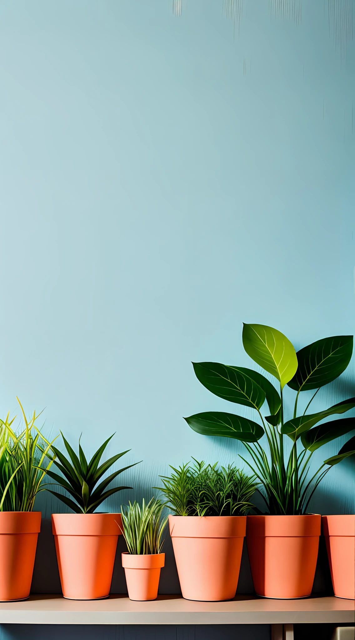 Surrounded by straw and small plants, Light blue style, the wallpaper, Animated GIFs, matte photos, applecore, Terracotta Warriors --Style Original --V 5.1