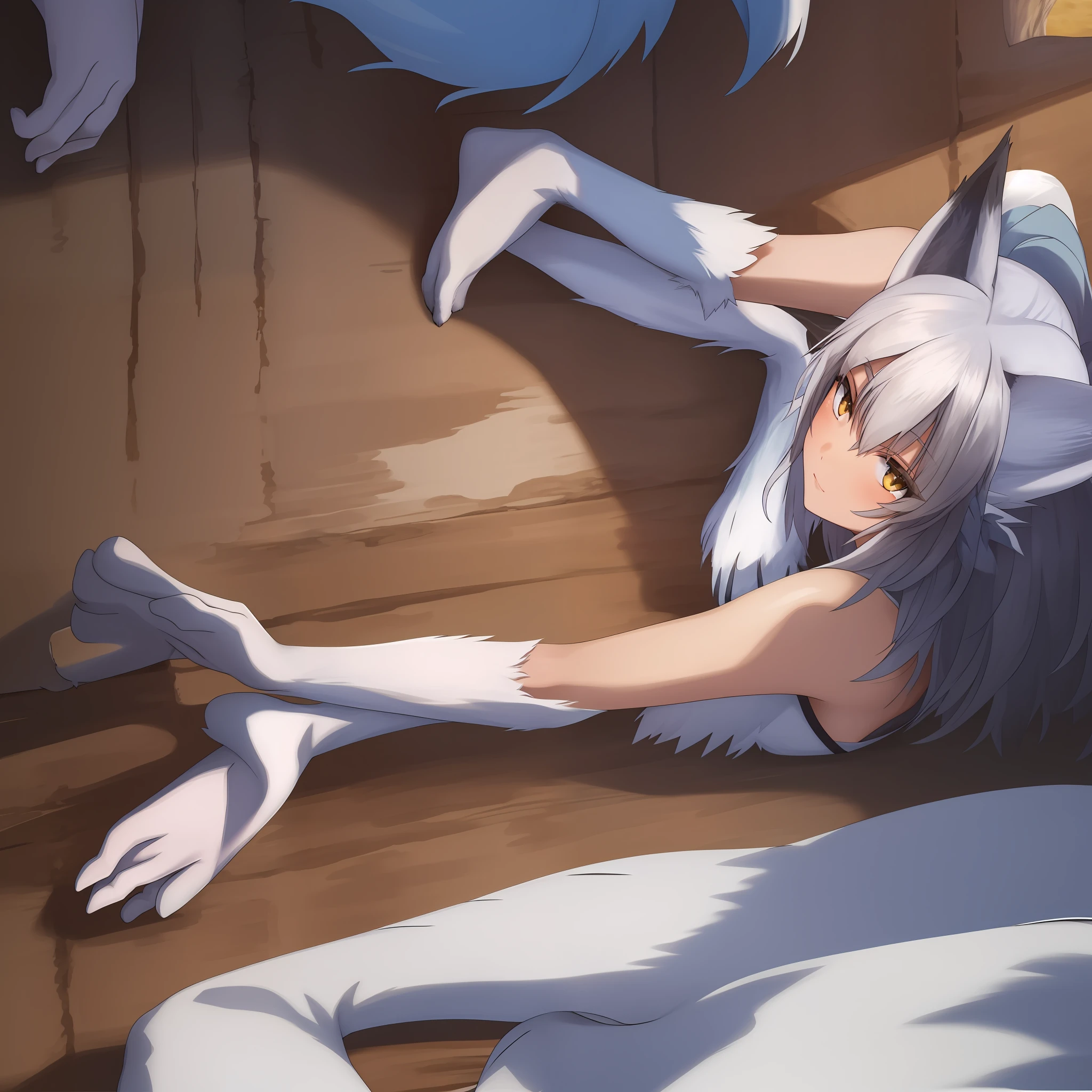 white fox,starrysky,the night,snowfield,The tree