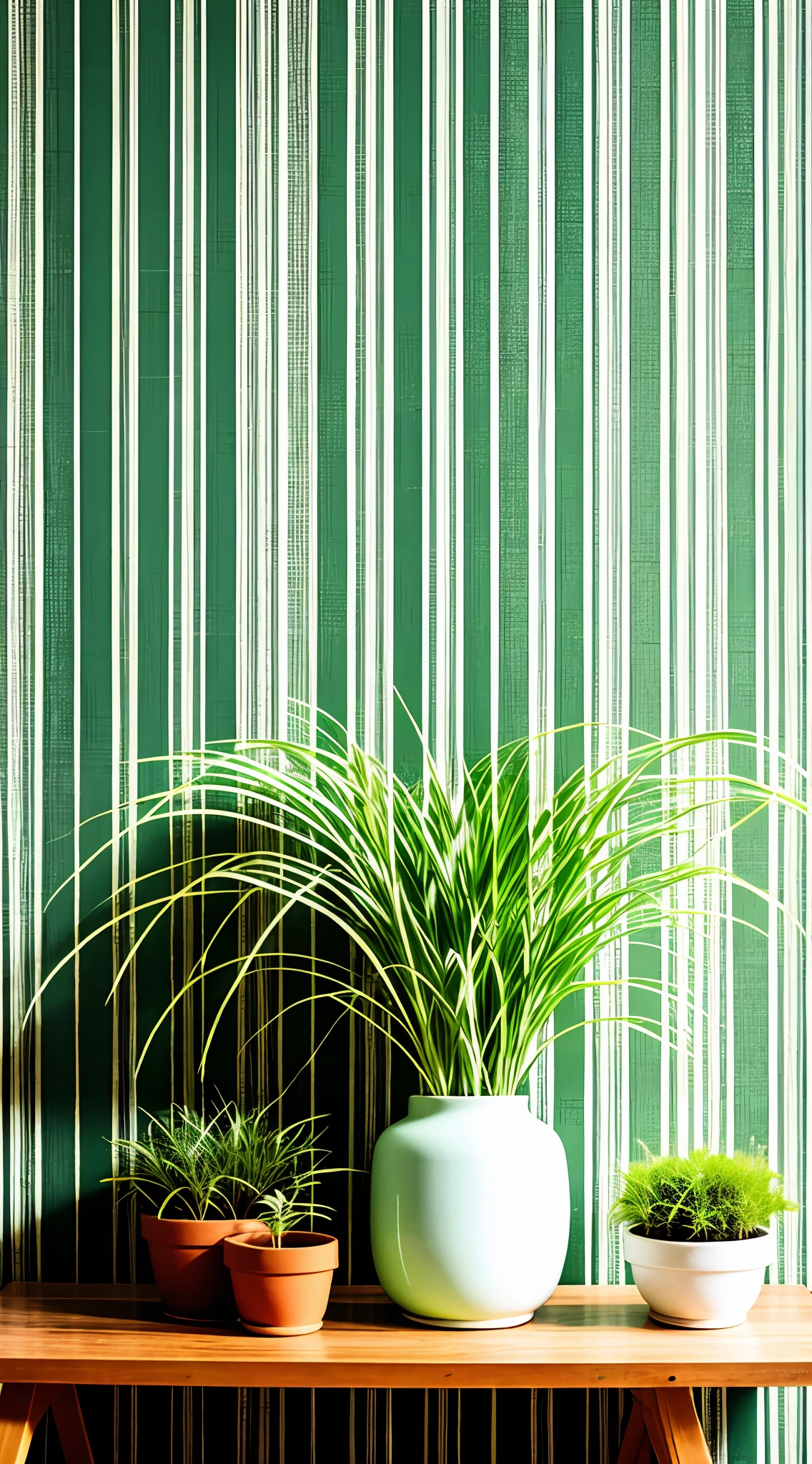 Surrounded by straw and small plants, Light green style, the wallpaper, Animated GIFs, matte photos, Striped painting, applecore, Terracotta Warriors --Style Original --V 5.1