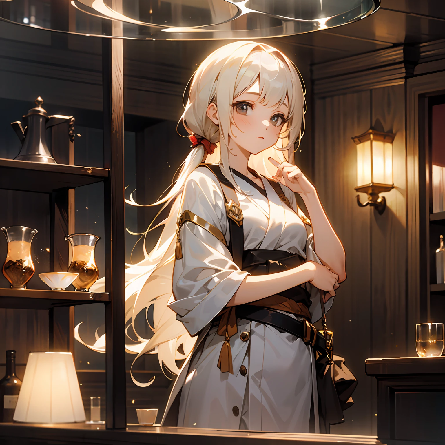 zori,glass,Long-haired girl,Vacated,Light,HD beauty CG