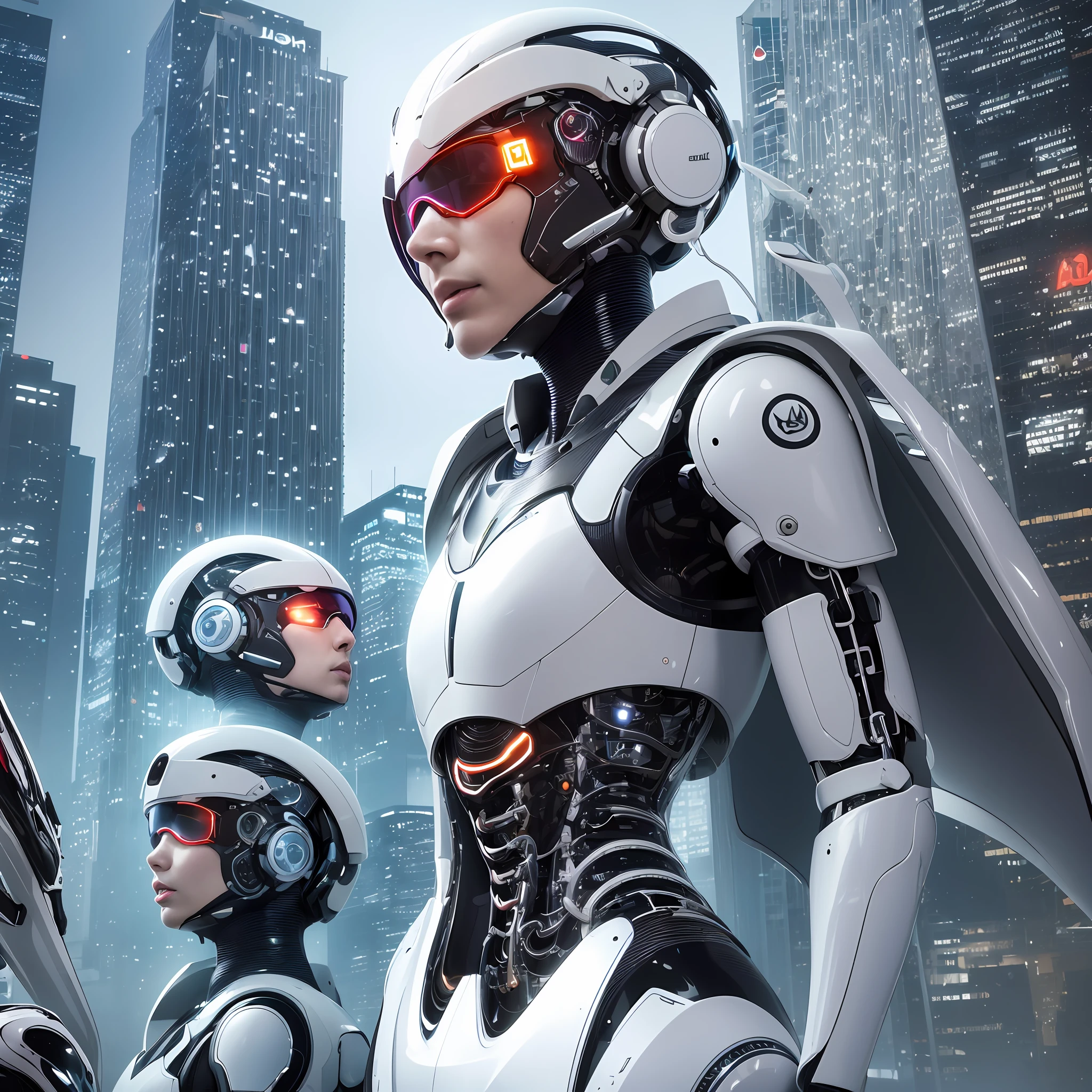 Color photo of: a futuristic society where humans and AI work together, with humans providing reasonable demands and conceptual plans while AI implements them. Together they advance society, AI, and humanity as they explore the mysteries of the universe --auto --s2