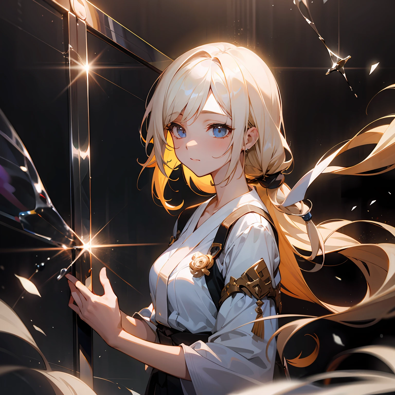 zori,glass,Long-haired girl,Vacated,Light,HD beauty CG