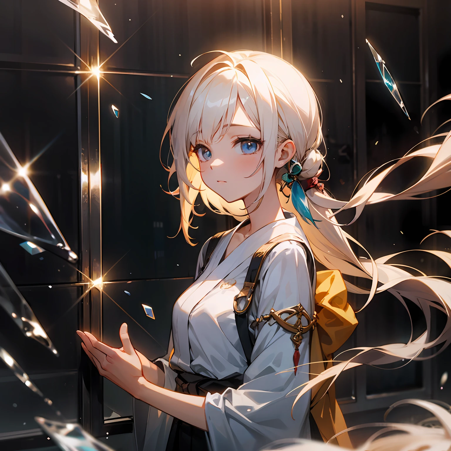 zori,glass,Long-haired girl,Vacated,Light,HD beauty CG