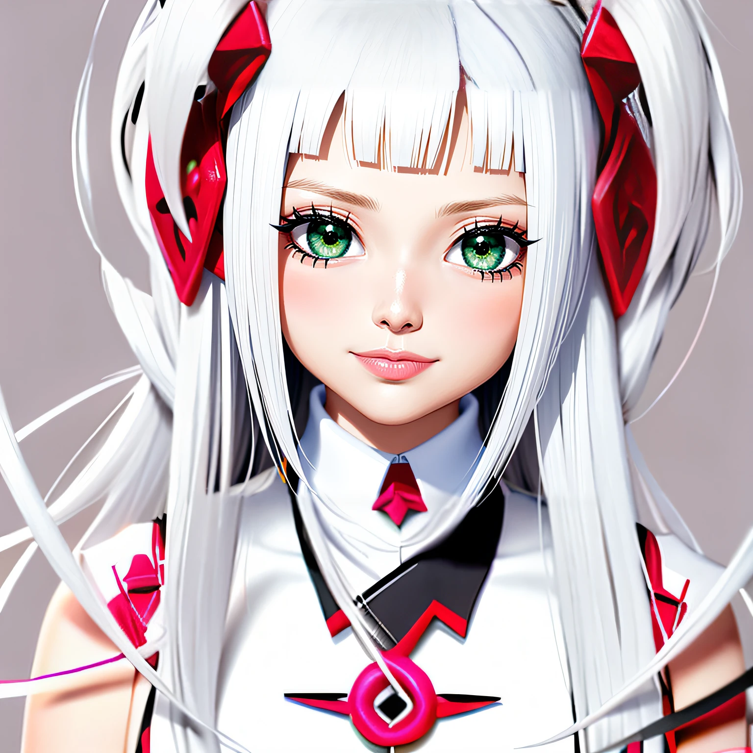 (short detailed hair:1.2,Light smile:1.1,Pick dye light green:1.2,Dull hair:1.1,figure eight bangs:1.1,Forehead,Headbands)