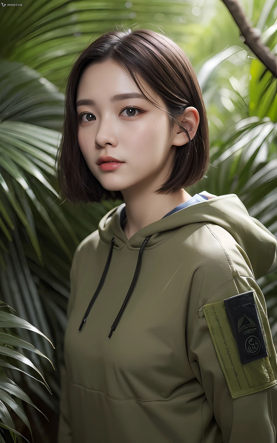 Highly detailed CG Unity 8k wallpaper, top quality, super detailed, masterpiece, realistic, photorealistic, highly detailed cute girl, (25 years old),
BREAK(tactical clothes, military clothes),(outdoors, jungle) blush, round eyes, medium breasts, viewer,
, short hair
