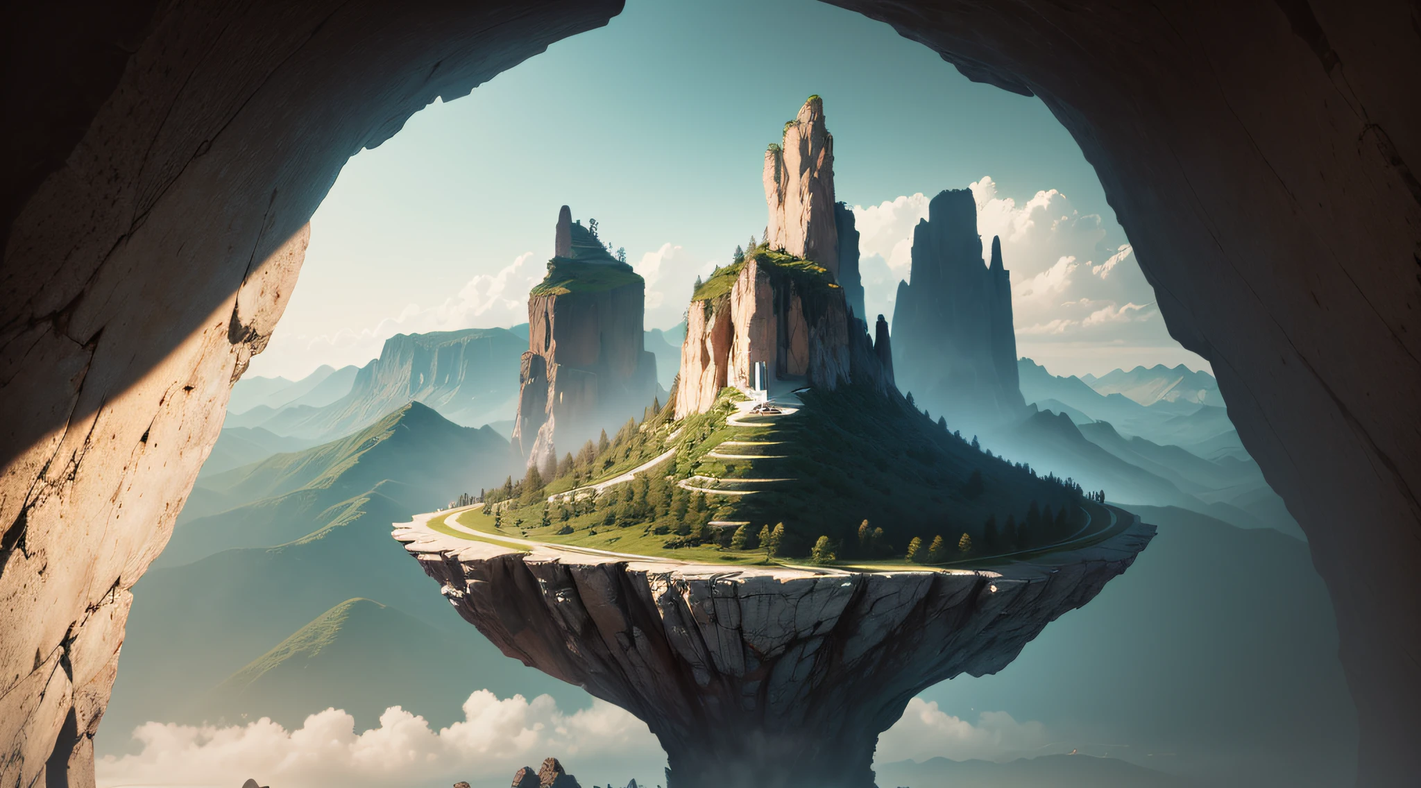 Alatei stands on a cliff overlooking the valley and mountains, standing on the edge of the cliff, standing on a hill, standing near a cliff, Standing on a cliff, standing on a hill, standing atop a mountain peak, standing on top of a mountain, Cliff edge, cliffside, On a cliff, on top of mountain, Surrealism, high detail, cinematic lighting, f/16, 35mm, Hasselblad, Fujifilm, Sony FE GM, UHD, retina, masterpiece, ccurate, anatomically correct, textured skin, super detail, high details, high quality, award winning, best quality, highres, 8k --auto