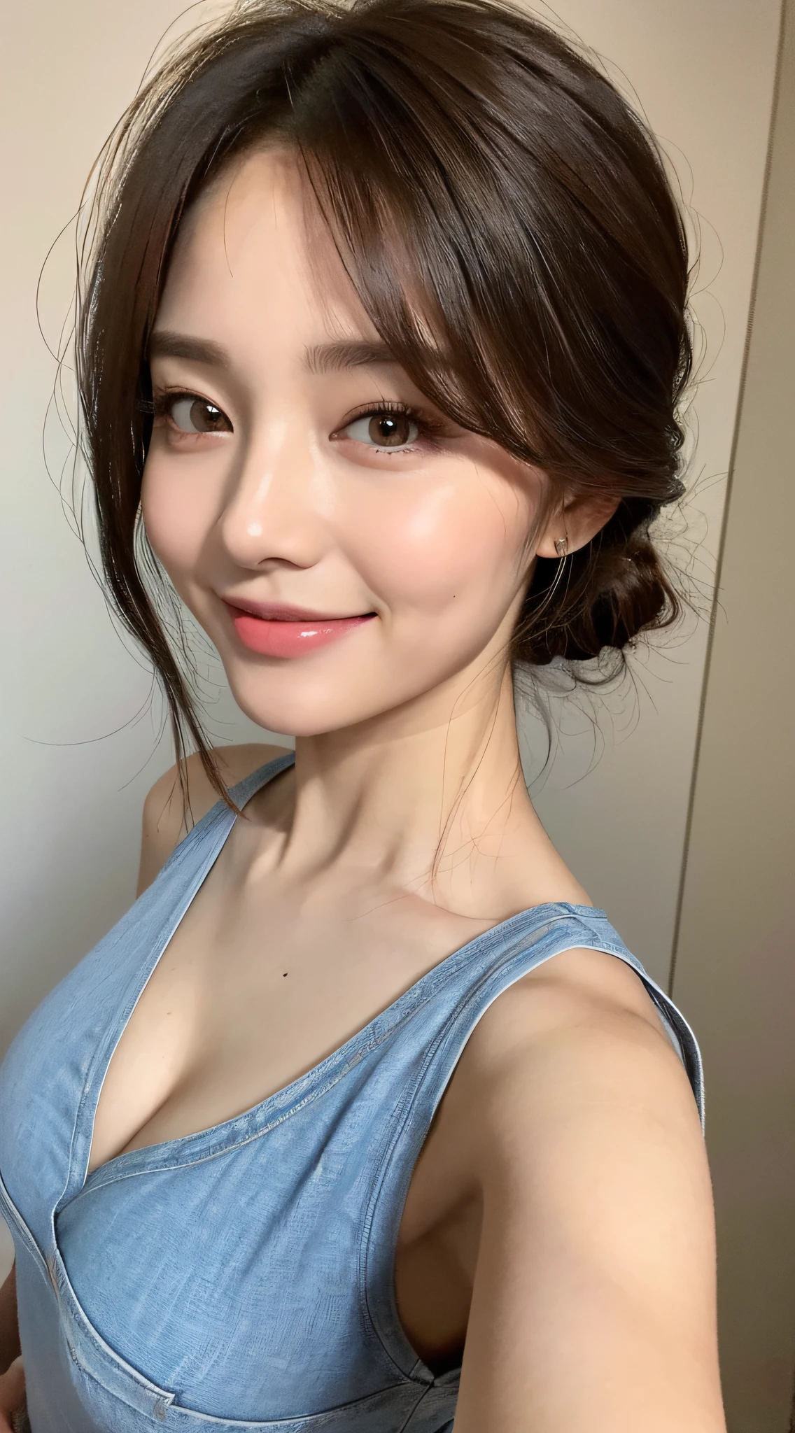 ((Best Quality, 8K, Masterpiece: 1.3)), 1girl, Slim Abs Beauty: 1.3, (Hairstyle Casual, Big Breasts: 1.2), Dress: 1.1, Super Fine Face, Delicate Eyes, Double Eyelids, Smile, Home