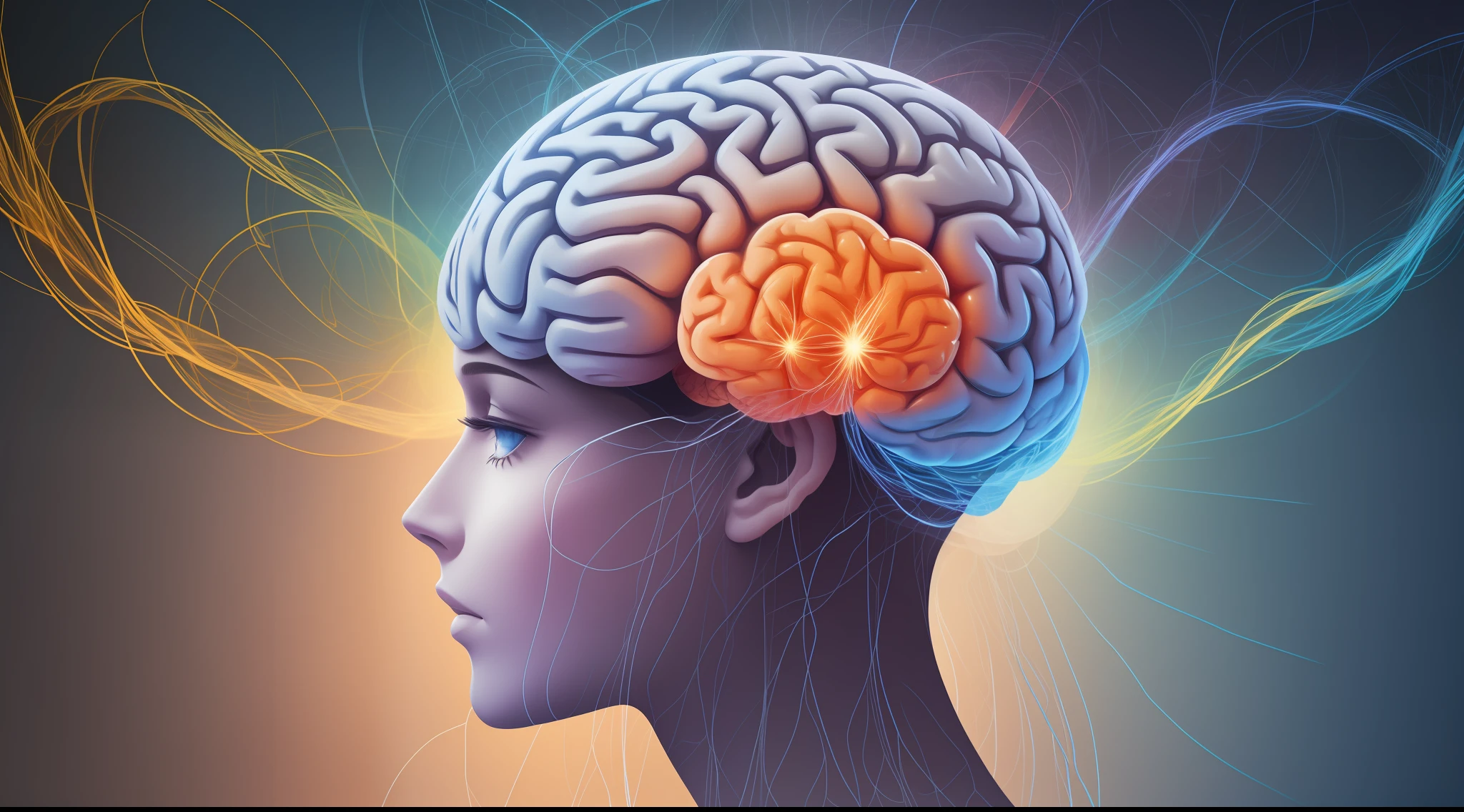 A visually stunning image of a brain protruding from the head with interconnected neural pathways, illustrating the powerful mental and motivational transformation that leads a life focused on prosperity