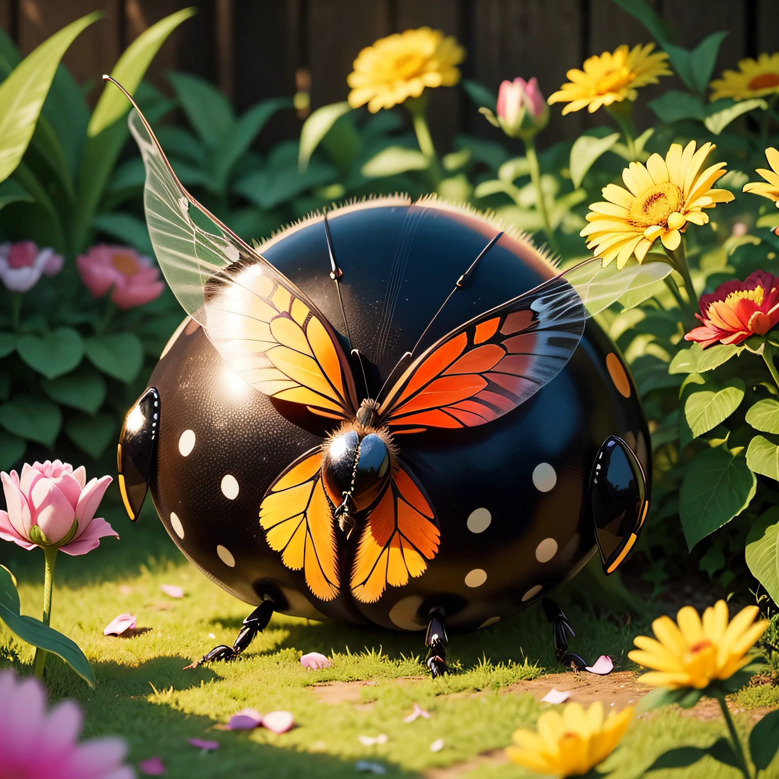 imagens de joaninhas: [Imagem de uma joaninha vermelha com pontos pretos] [Imagem de uma joaninha preta com pontos vermelhos] [Imagem de uma joaninha laranja com pontos pretos] [Imagem de uma joaninha amarela com pontos pretos] [Imagem de uma joaninha verde com pontos pretos] Ladybugs are small, insetos redondos com asas. They are usually red or orange with black dots, but they can also be black or yellow with red or black dots. Ladybugs are found all over the world and are known for their pest control abilities. Eles comem insetos nocivos, as aphids, besouros e lagartas. Ladybugs are considered lucky creatures in many cultures.  beleza da joaninha no jardim das flores, flores ultra detalhadas e raras:

The ladybug's body is as small as a pinhead, But its black dots are as big as the human eye.
The petals of the flowers are as thin as paper and as delicate as butterfly wings.
The garden is full of butterflies, bees and other insects that buzz and dance through the air.
The sun shines so bright that its rays look like diamonds on the ground.
The birds sing so loudly that their sounds sound like music.
The air is filled with the sweet smell of flowers.
A joaninha parece estar se divertindo explorando o jardim e conhecendo as flores. She lands on a rose and drinks the nectar with her long beak. She then moves to a tulip and licks the pollen with her paws. Ela continua a explorar o jardim, visitando diferentes flores e insetos.

A joaninha  no jardim torna o lugar ainda mais especial. It is an image of peace, happiness and hope. It's a reminder that, even in the most difficult moments, There is always beauty to be found in the world. --auto