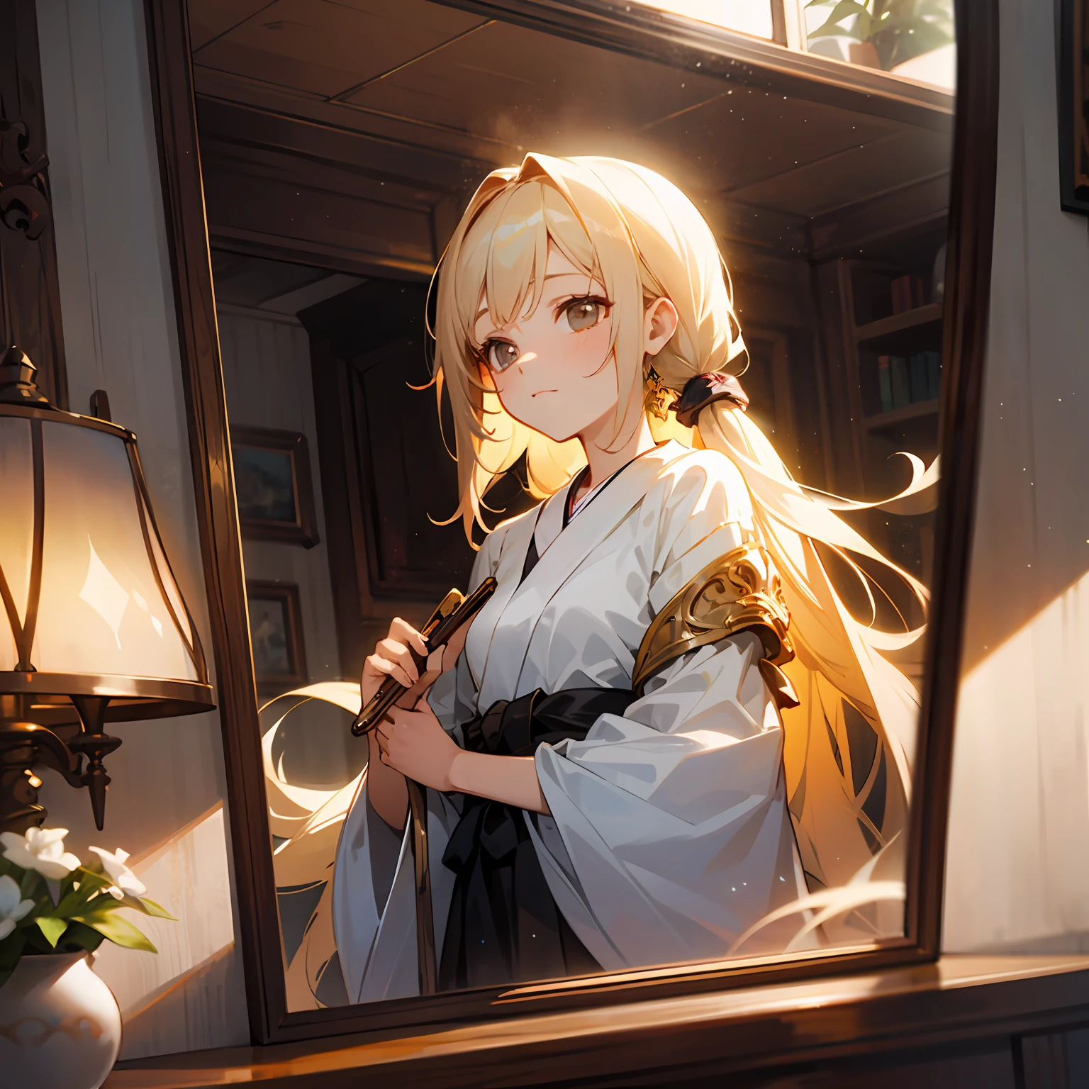 zori,glass,Long-haired girl,Vacated,Light,HD beauty CG