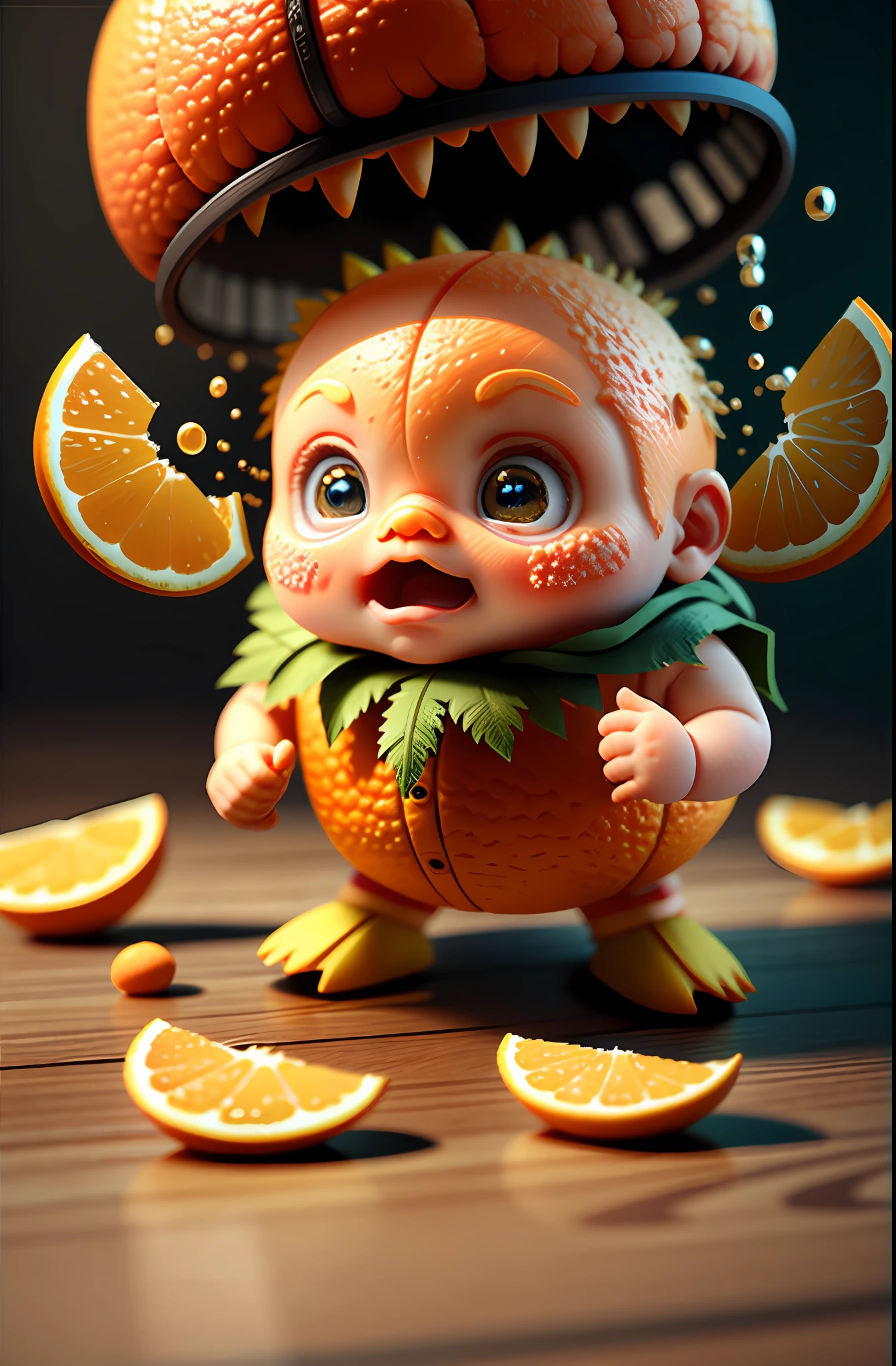 cute baby orange, octane render, unreal engine, highly detailed, intricate