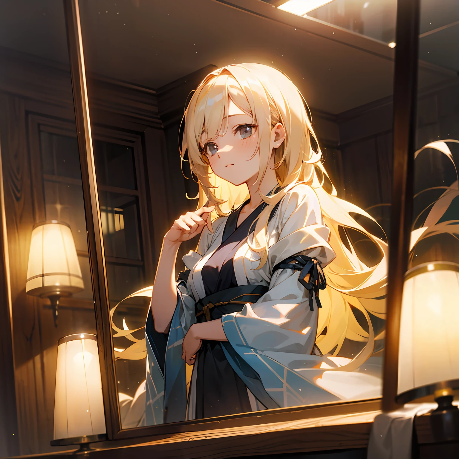 zori,glass,Long-haired girl,Vacated,Light,HD beauty CG