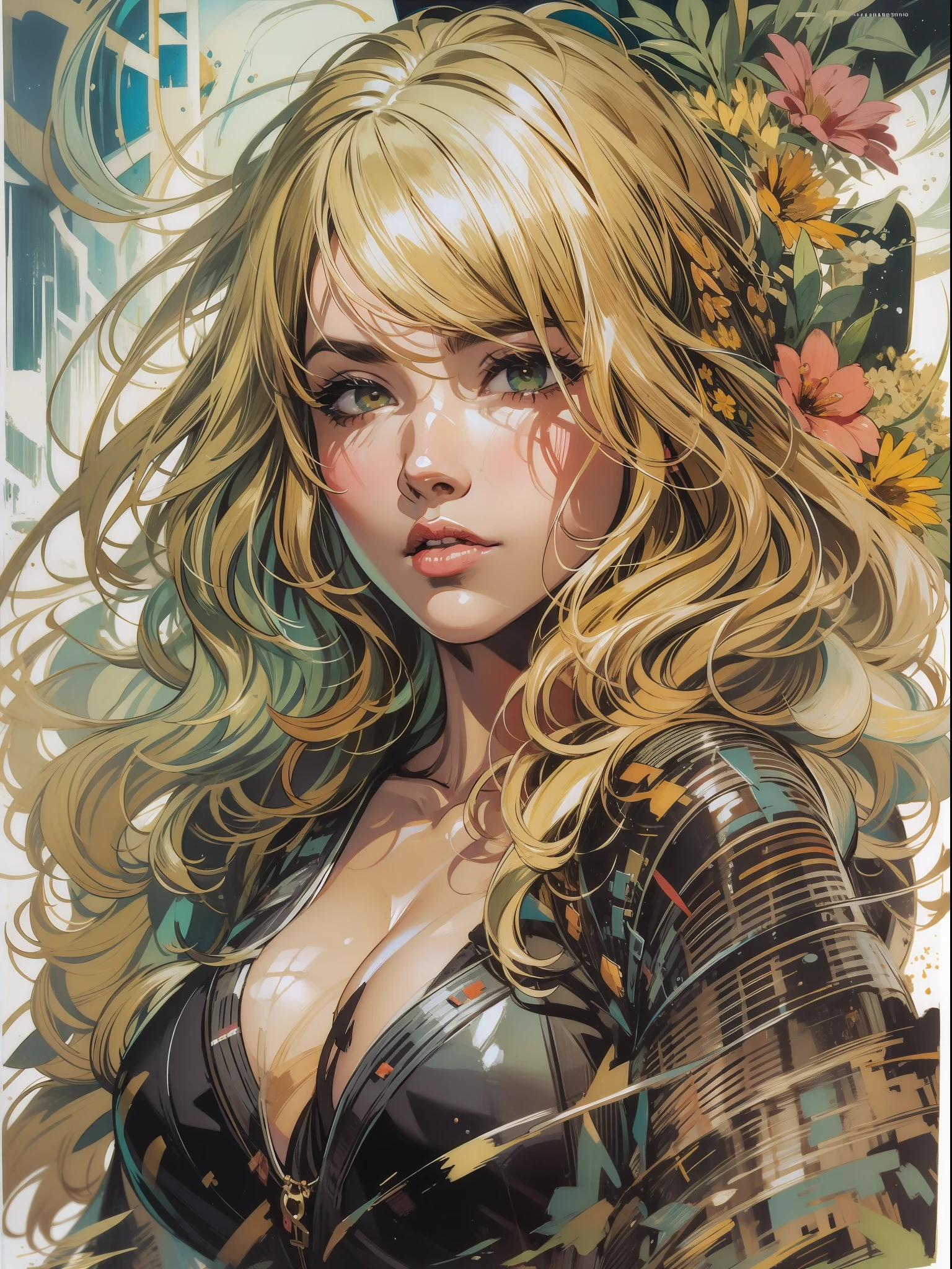 Toh-Yasu ART ILLUSTRATION AETHER GAUZE> ashley alexiss dressed in black electrical tape,central face, dressed in black electrical tape, anime ::jason fabok and yoji shinkawa style ::2.0 comix illustration style, tatoon style , comic book style , beautiful woman with long hair ultra detailed, (beautiful and clear background:1.2), , fantastic paintings , graffit style, flowers, olhos altamente detalhados , a t-shirt or dressed in a white blouse underneath, position, and bracelets, with long black hair , stained glass colored, out, vibrant, alphonse mucha style, fantastic paintings by joe madureira , high quality, --ar 3:4 --upbeta --test --creative --upbeta --upbeta --upbeta --upbeta , photo, sticker banksy art, kelly brook beautiful woman with long hair , freedom, soul, digital illustration, comic style, perfect anatomy, centered, approaching perfection, dynamic, highly detailed, watercolor painting, artstation, concept art, smooth, sharp focus, illustration, art by carne griffiths and wadim kashin, big breast, alone anime girl with a medium lenght pose and cute clothes, short pastel blonde hair , heterochromia, perfect anatomy, centered, approaching perfection, dynamic, highly detailed, character sheet, artstation, concept art, smooth, sharp focus, illustration, art by kim jung gi, , artgerm, carne griffiths and wadim kashin , sasha yakovleva, loish, jeremy mann, full body shot, character sheet, lightningwave, beautiful anime watercolor painting , paint dripping by tim okamura, victor nizovtsev, greg rutkowski, noah bradley. trending on artstation, 8k, masterpiece, graffiti paint, fine detail, full of color, intricate detail, golden ratio illustration, monochromatic green background, masterpiece, best quality, high quality, highres, best quality, high resolution fix, bright amazing lighting, detail enhancement, photo, sticker art, kelly brook beautiful woman with long blonde h