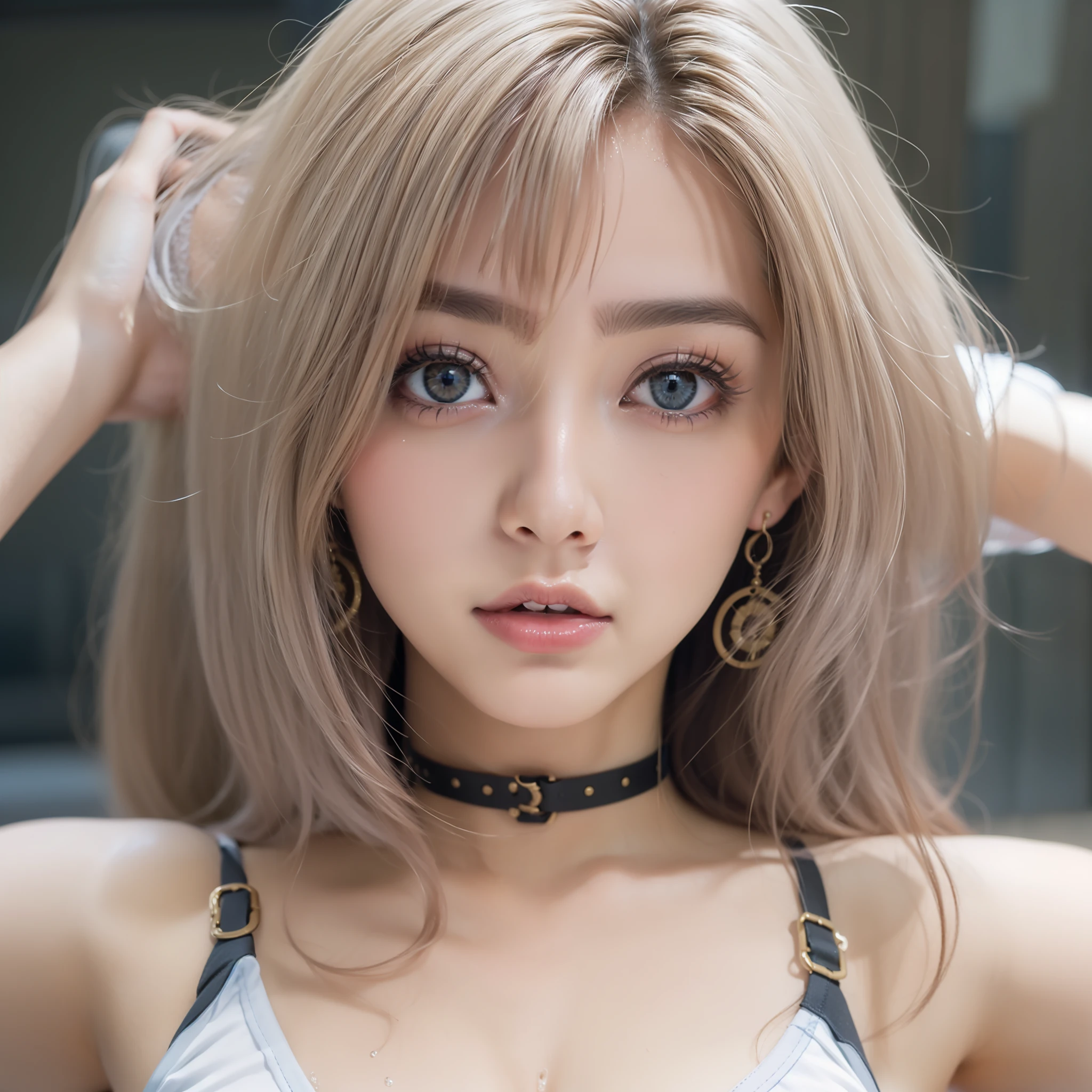woman， （tmasterpiece： 1.4）， （8K， Realiy， RAW photogr， best qualtiy： 1.4）， japanes， （1 rapariga）， beauitful face， （Real faces： 1.4）， （Caramel hair， long whitr hair： 1.3）， Hairstyles， Realistic blue eyes， beatiful detailed eyes， （realskin： 1.3）， Beautiful skins， Attractive， 超高分辨率， Ultra photo realsisim， k hd， the golden ratio， （Detailed face： 1.4），  wet and sheer tank top,,,,,、 with short black hair，Soaked white transparent panties，NSFW，The large，big butt emphasis，The nipple areola is clearly shaped，looks into camera，sitting in the couch，The shape of the genitals is transparent and transparent，Soaked with sweat，lewd poses（leg wide open）