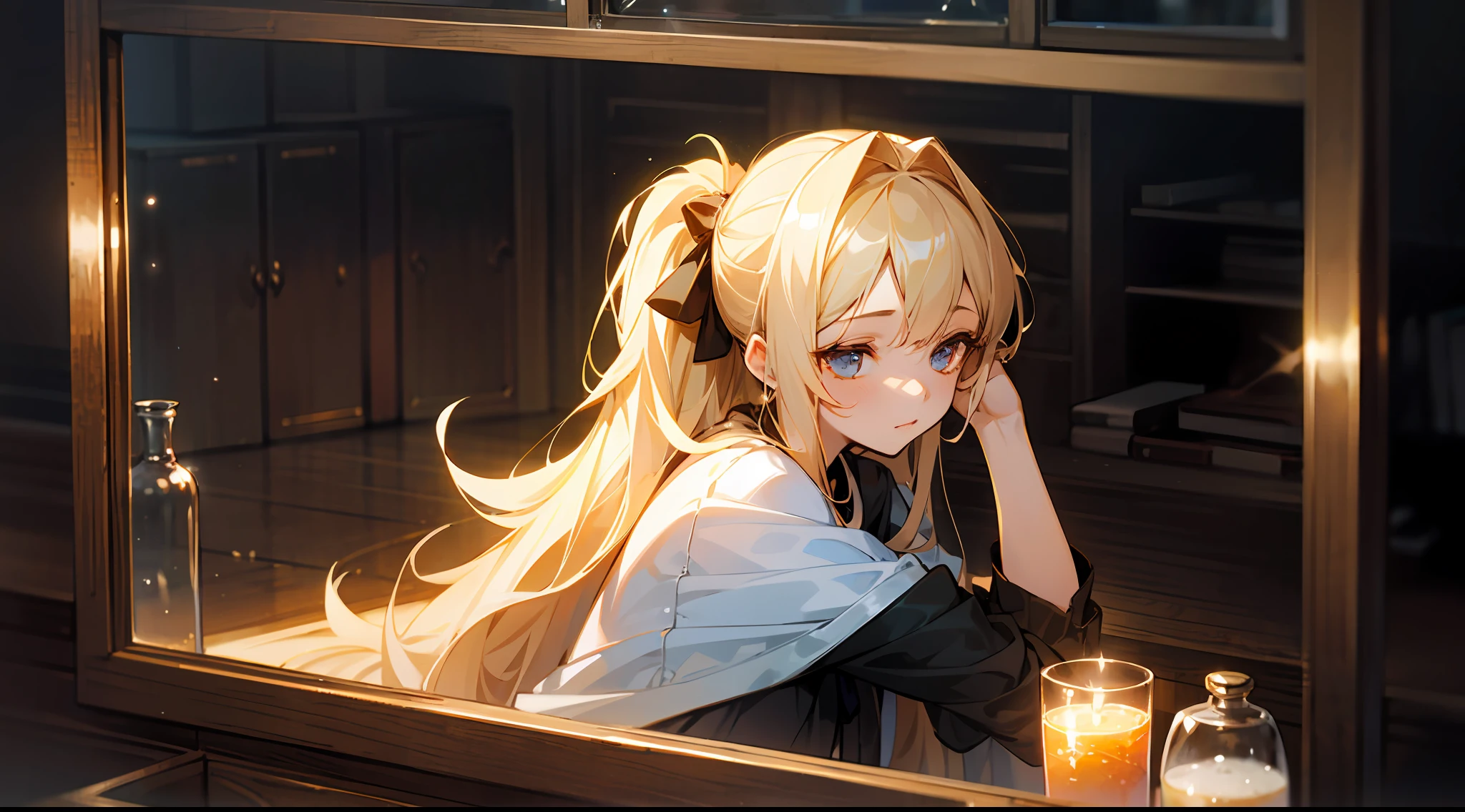 zori，glass，Long-haired girl，Vacated，Light，HD beauty CG