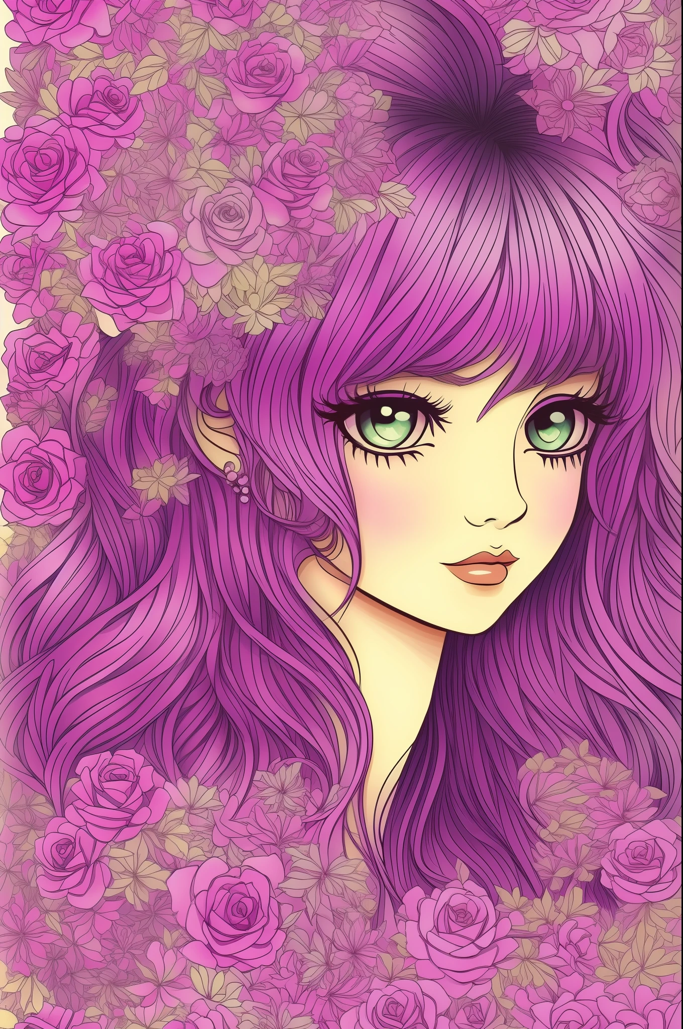 1girl, Beautiful magical watercolor, Beautiful Mystic Goddess, heart flowing, moldura vintage, Com asas de anjo, sorrir, Penalty shootout, estrelas, Rosas, ....lua, testa, Fantasy Illustration, rosto perfeito, com rosto bonito e com estrelas, cabelo claro bonito, olhos perfeitos, luz dourada, vivid vibrant colors, detalhe intrincado, hiper detalhado, hiper qualidade, 32k, Motor irreal, isolado no fundo branco, kawaii, Clipart, Arte de Fantasia