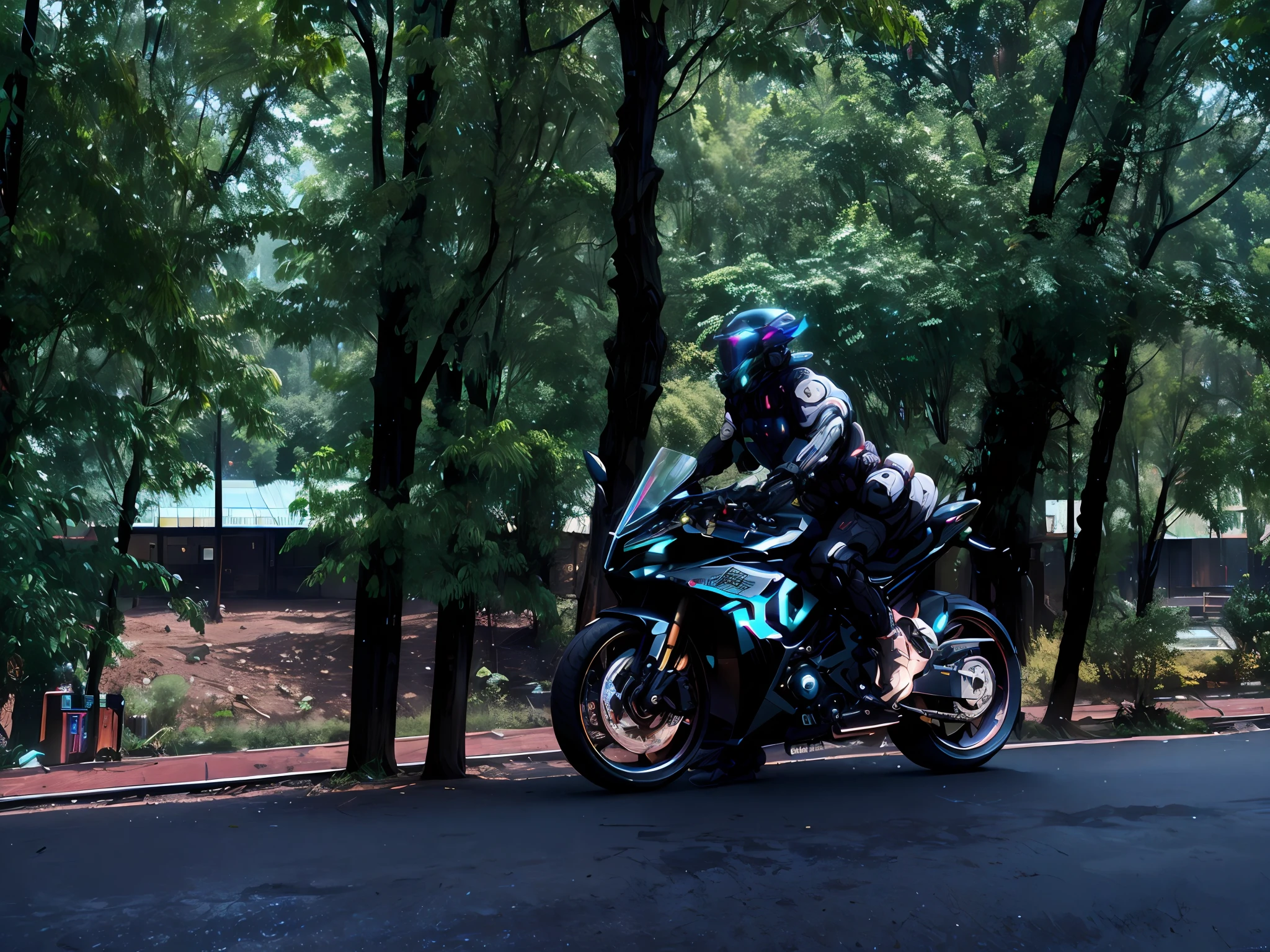 half portrait， best qualtiy， tmasterpiece， 超高分辨率， （photograph realistic：1.4）， ultra-realistic realism， dream magical， metallic  luster， （（afofuturism））
1 boy，mechanical prosthesis，mech coverage，Fluorescent mech armor，
neon accent lighting，（Vibrant glow：1.2），Dynamic colors，Striking contrast，futuristic vibe，electric energy，reflective surface，
Cyberpunk AI， neonlight， deep space background