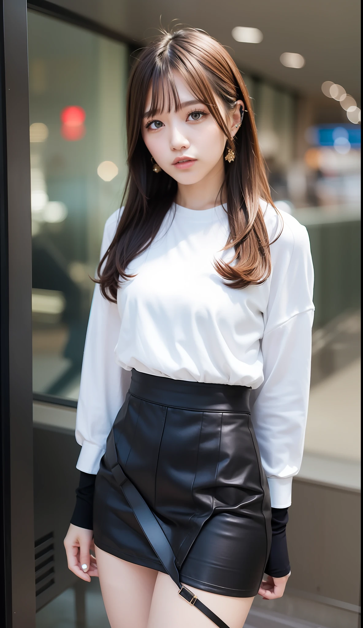White shirt、Black tight skirt