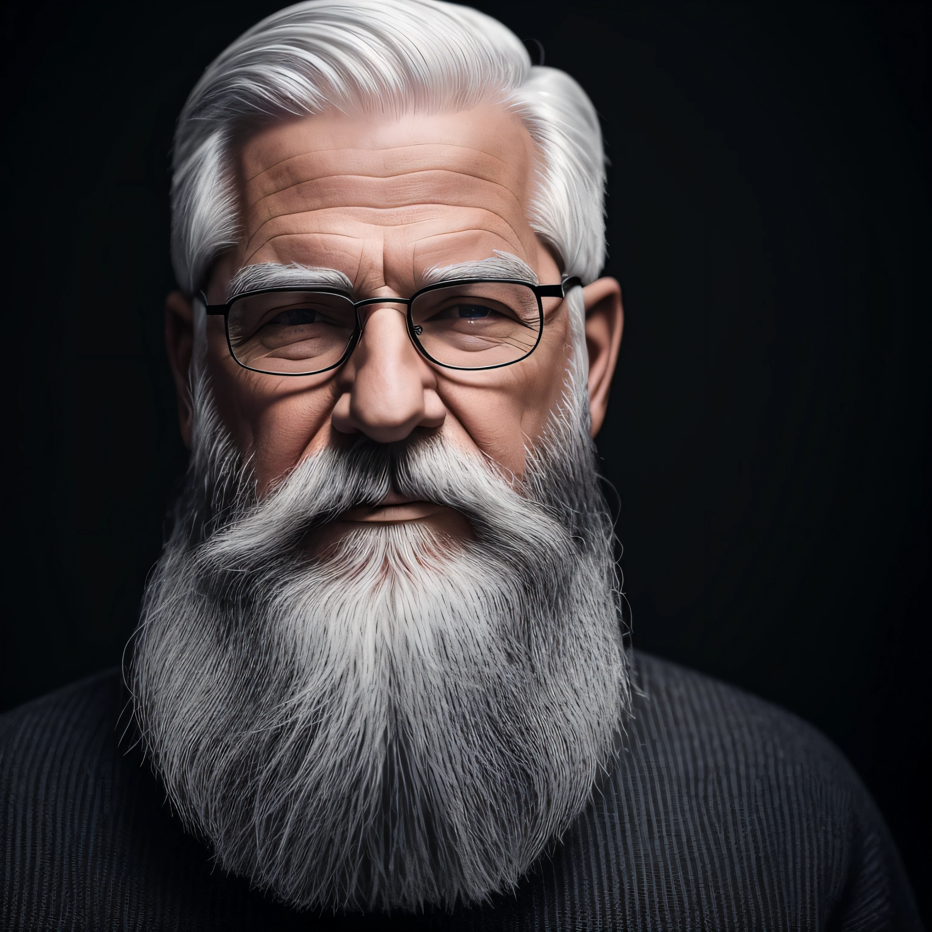 an elder with beards and white hair, com rosto sereno olhar fixo e profundo --auto