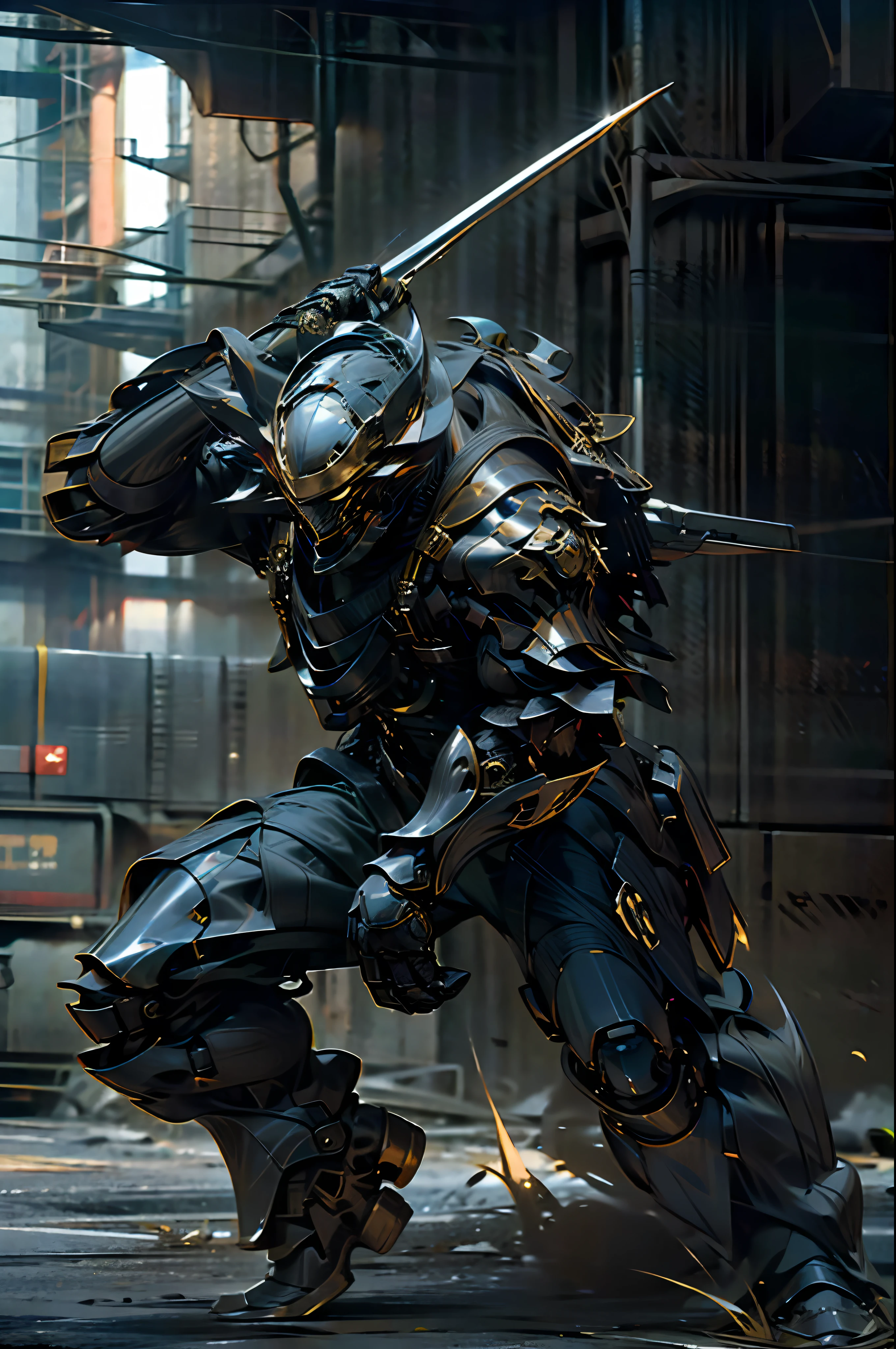 High resolution, battlefield background, golden black, intricate armor details,excellent shape focus, new design, full hd, 8k, hdr,