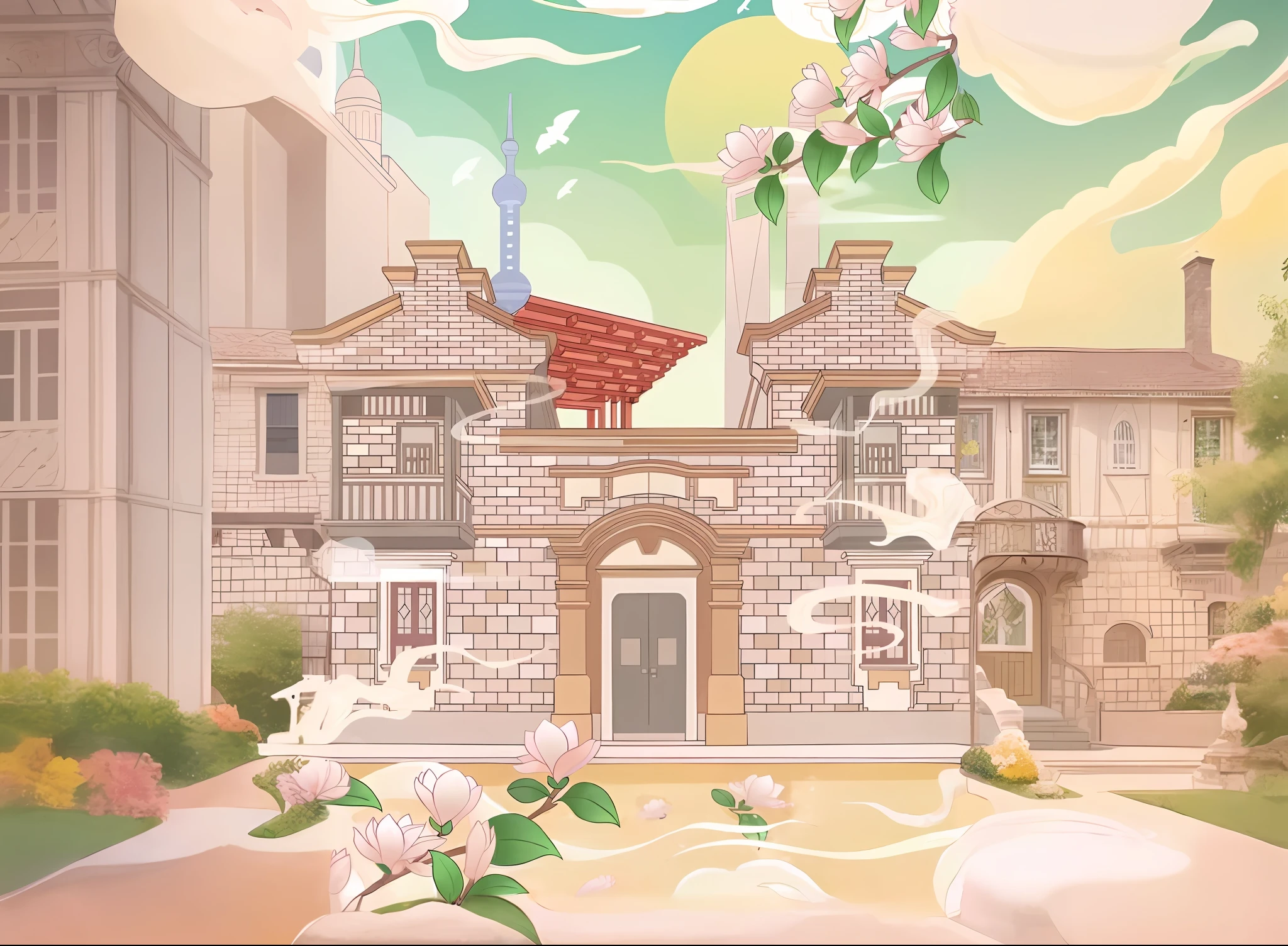 Continuation of style,Similar buildings,Beautiful and delicate architectural details are reproduced,