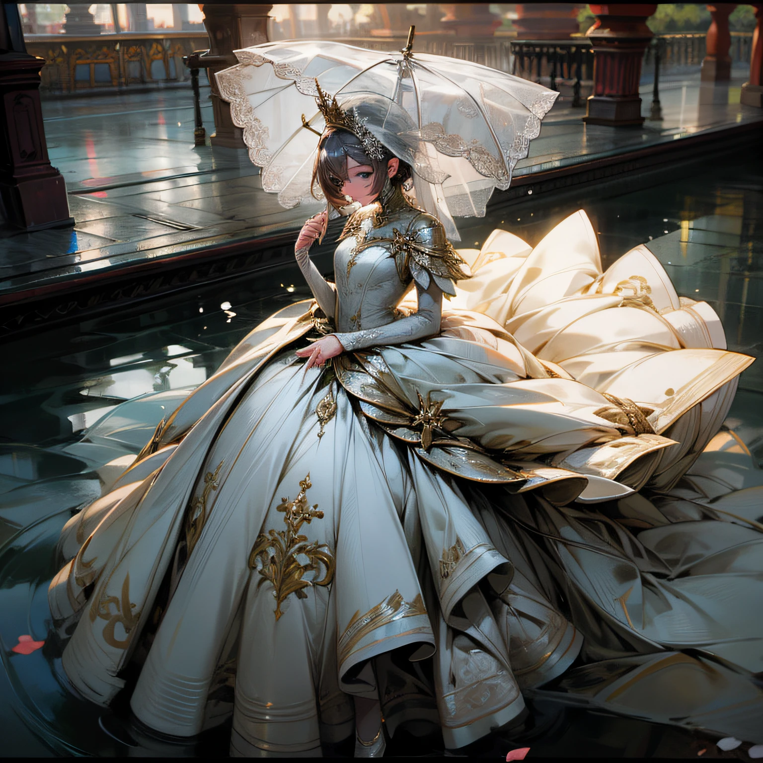 Women's wedding dress water surface HD --auto