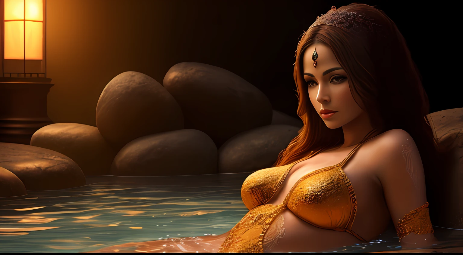 high resolution best quality tantric woman bathed in rio photo realistic --auto